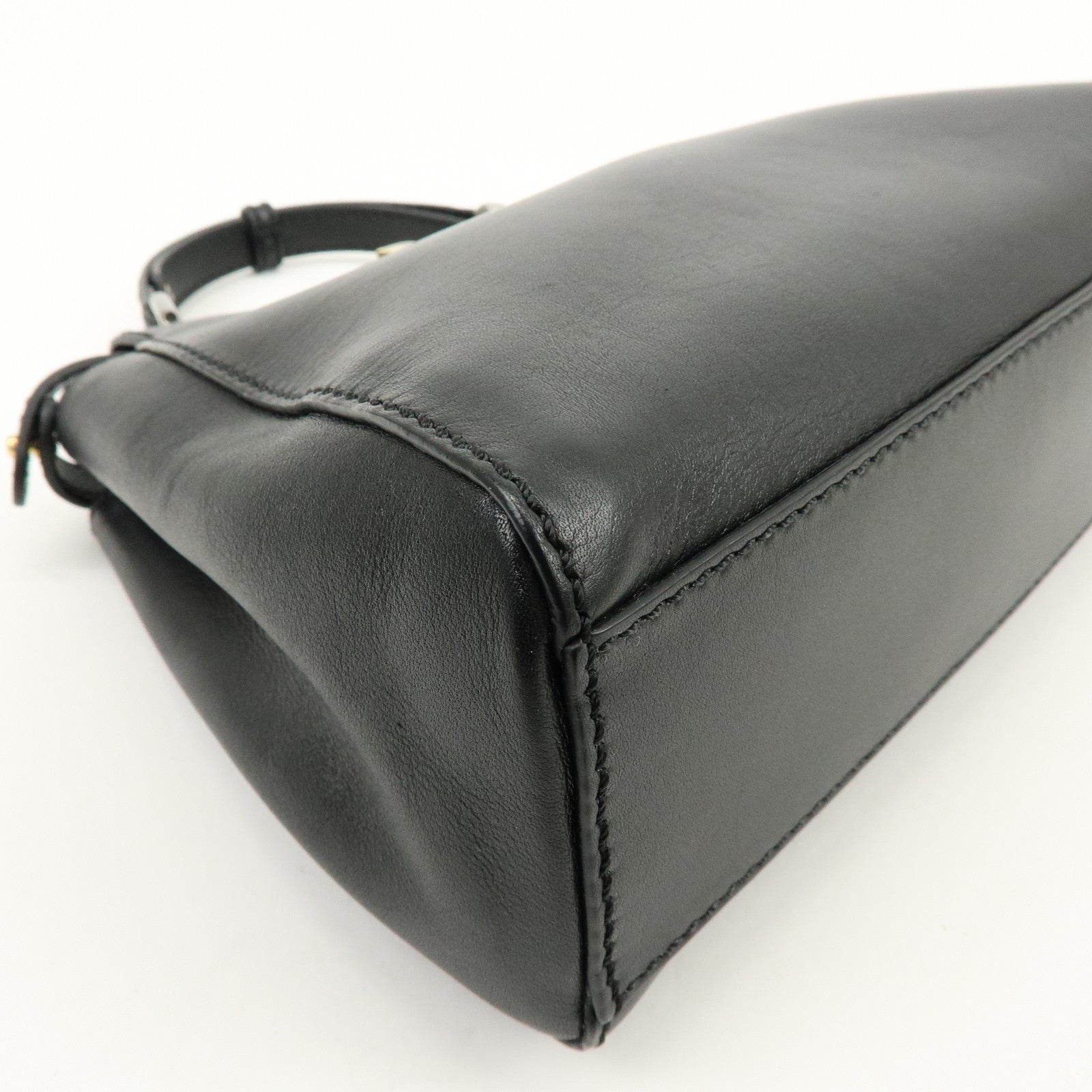 FENDI Peekaboo Leather 2Way Bag Hand Bag Shoulder Bag Black 8BN227