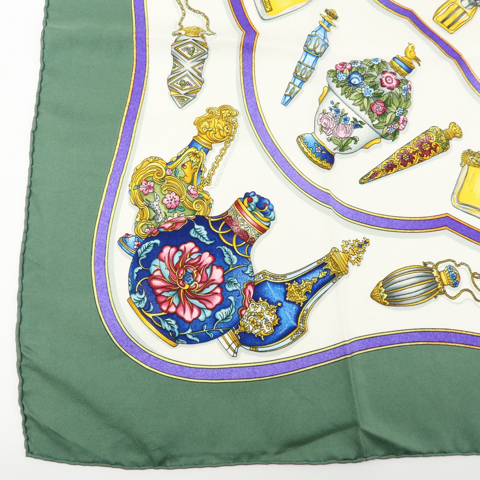 Hermes Carre 90 Silk 100% Pourvu qu'on ait l'ivresse Scarf Green