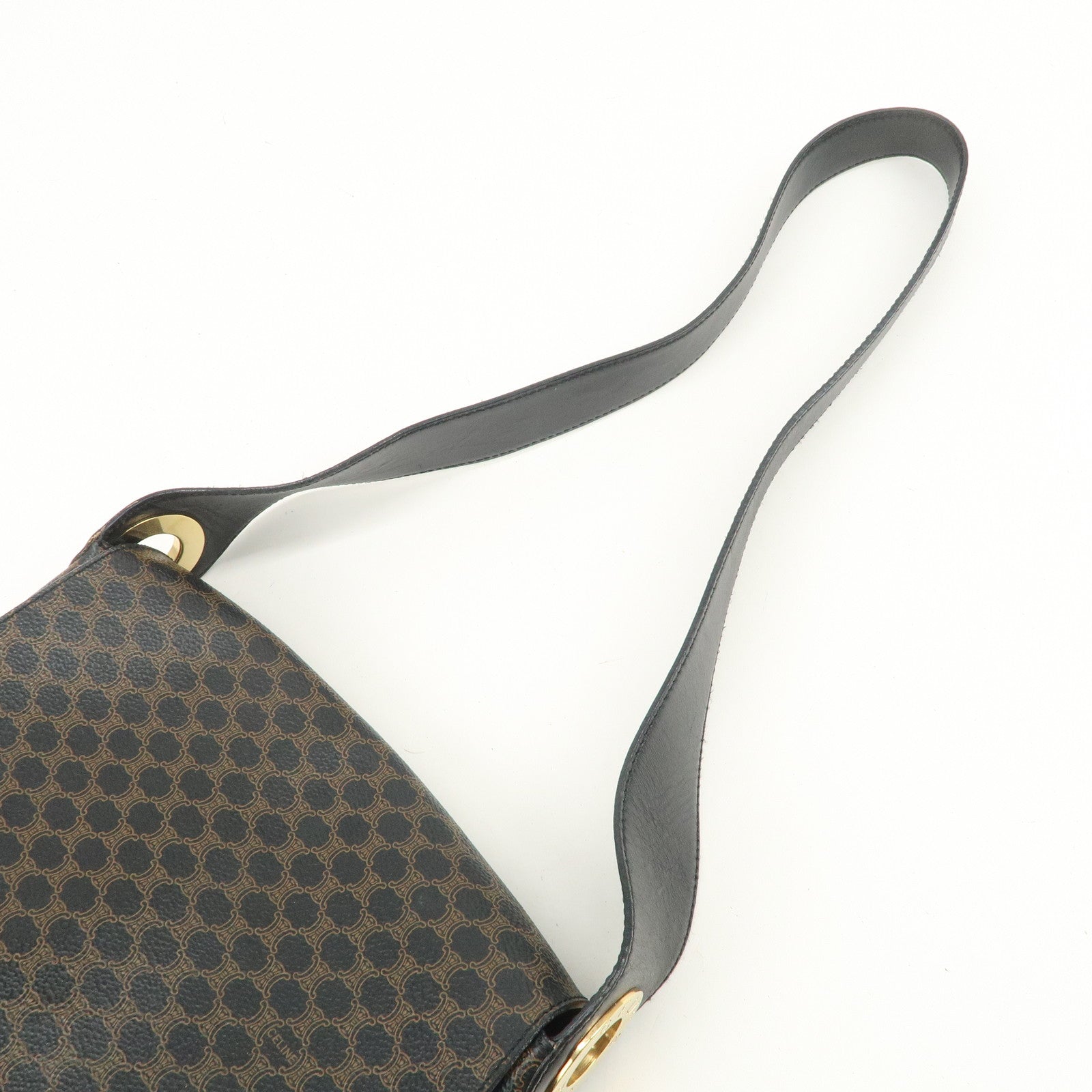 CELINE Macadam PVC Leather Shoulder Bag Hand Bag Black Brown