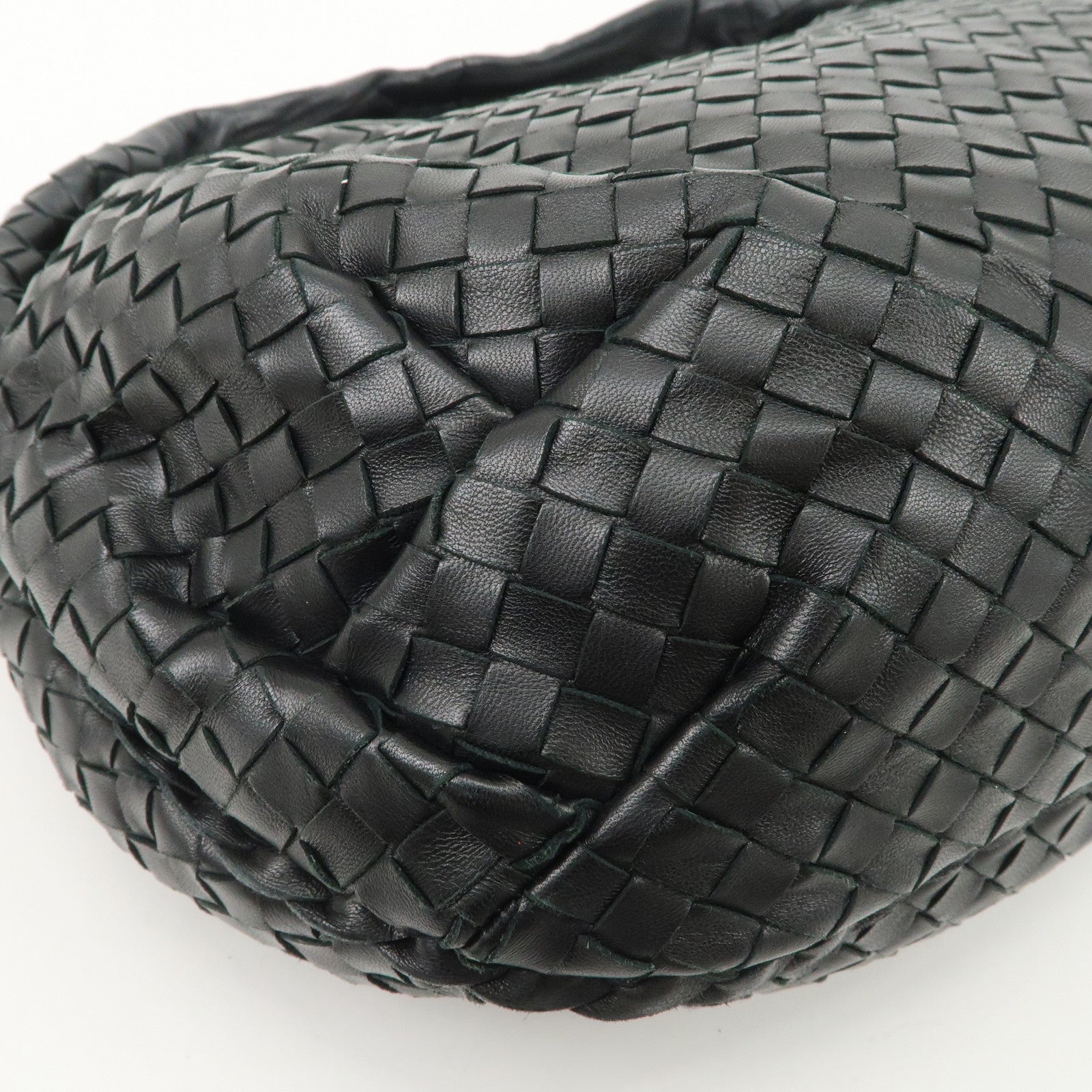 BOTTEGA VENETA Intrecciato Hobo Leather Shoulder Bag Black 232499