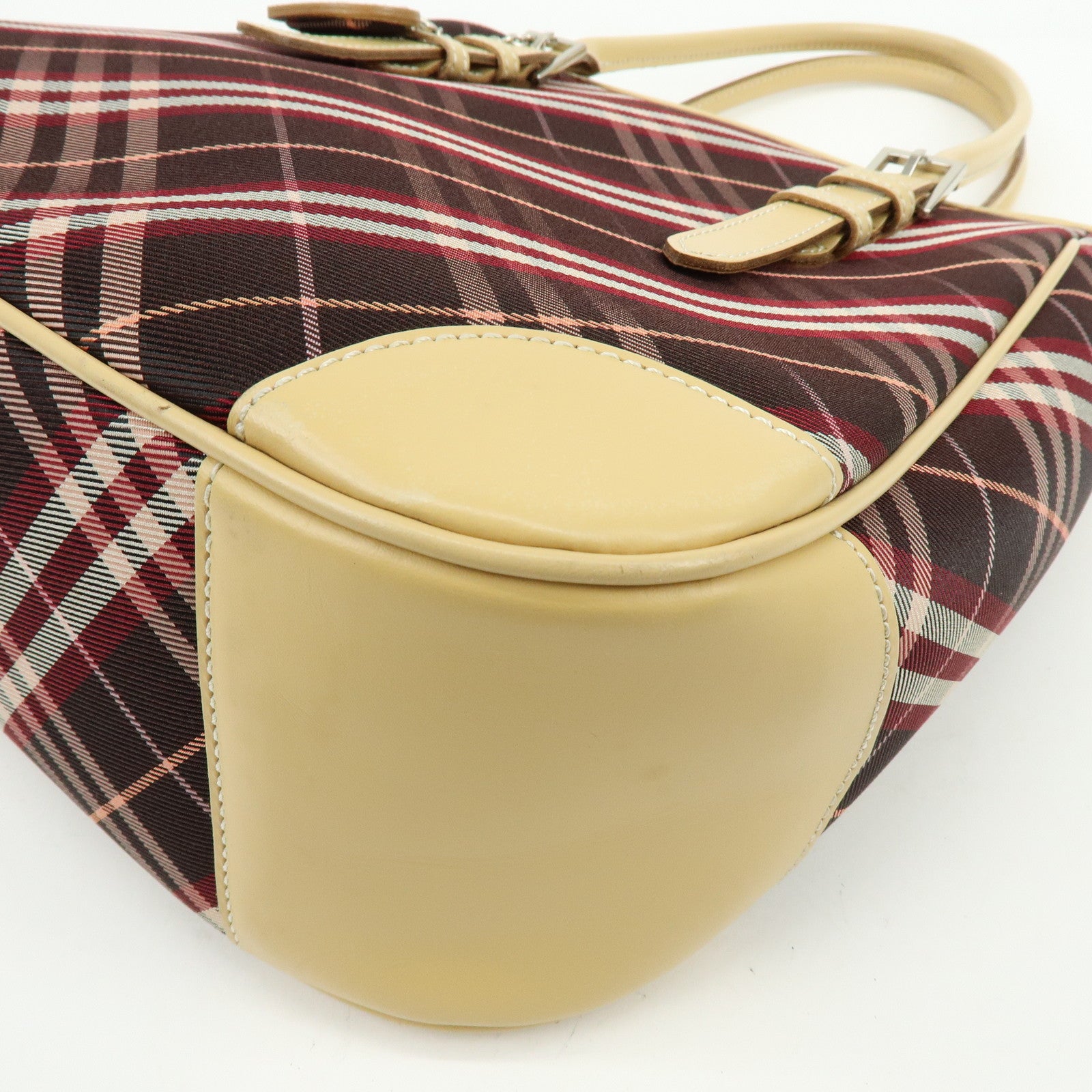 BURBERRY Blue Label Canvas Leather Tote Bag Sholuder Bag Brown Pink