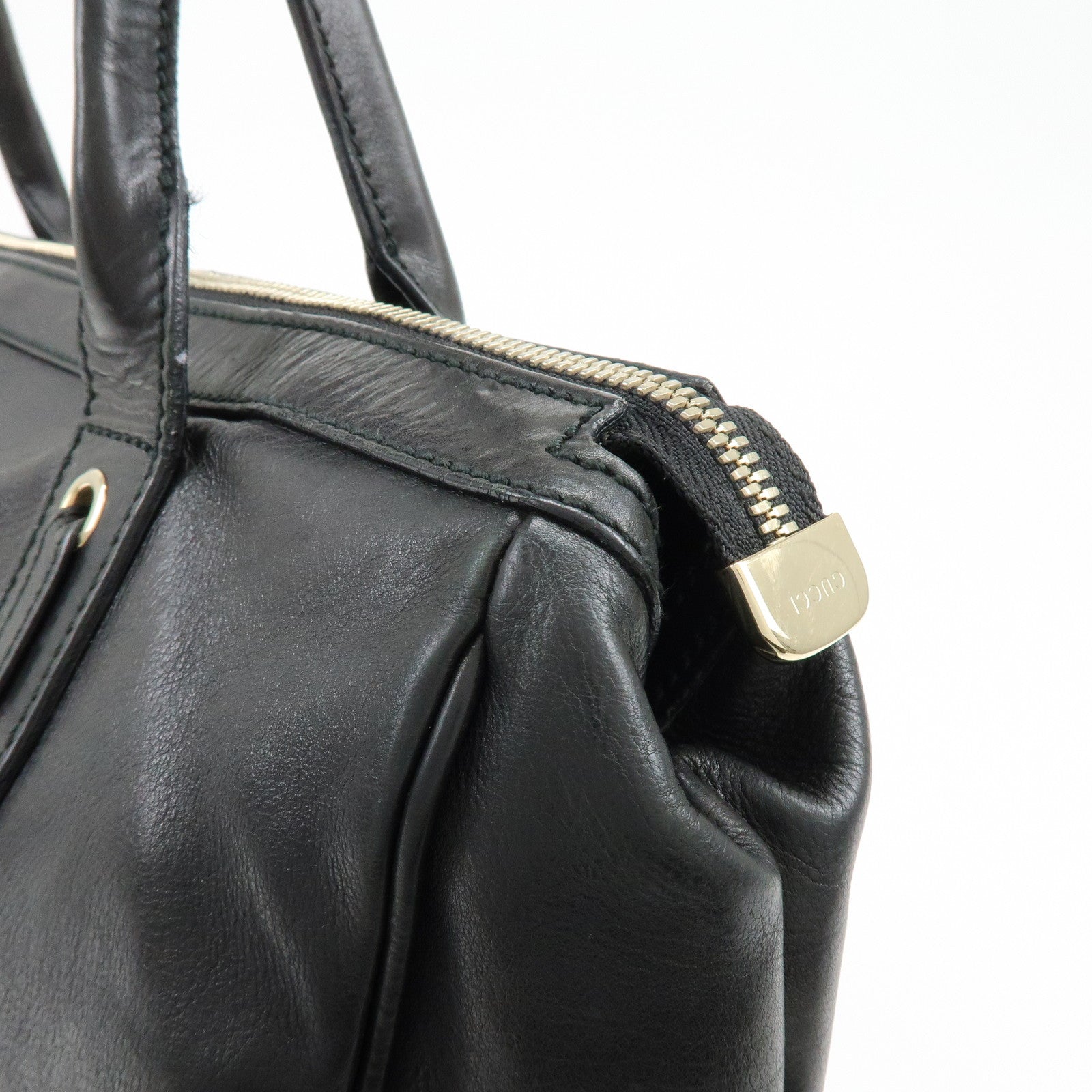 GUCCI Princy Leather Tote Bag Shoulder Bag Hand Bag Black 177052