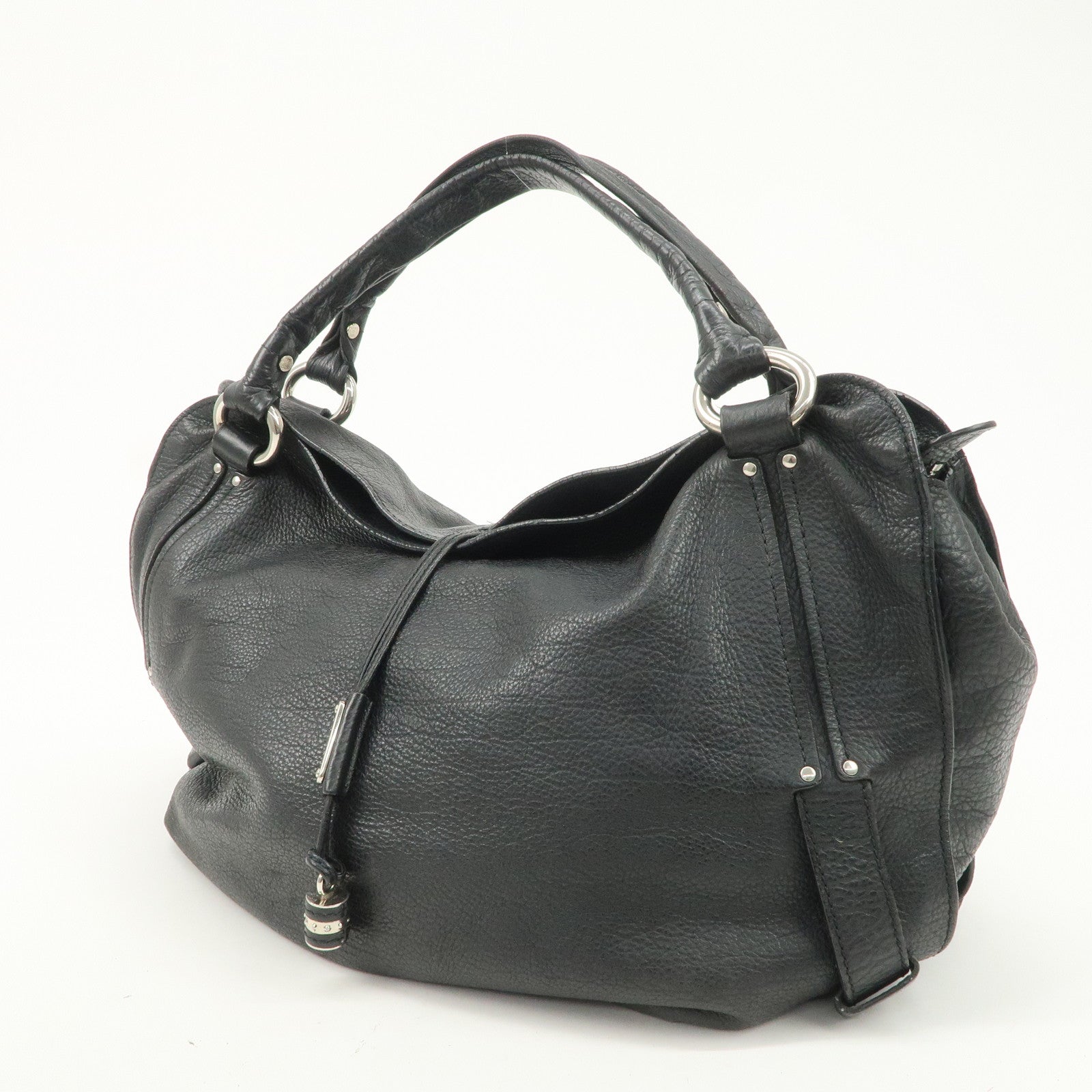 CELINE Bittersweet Leather Shoulder Bag Hand Bag Black