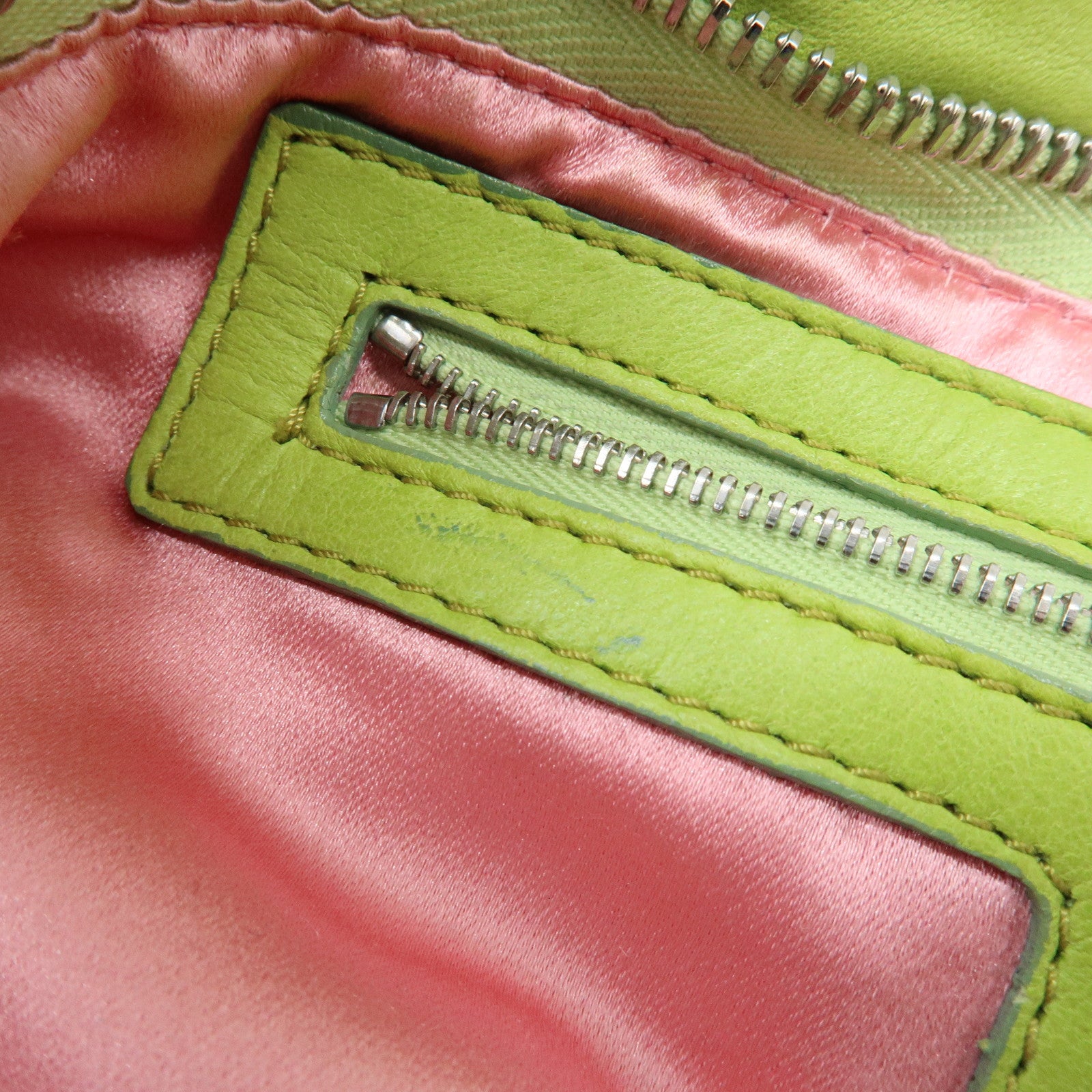 FENDI Leather Shoulder Bag Crossbody Bag Light Green 26685