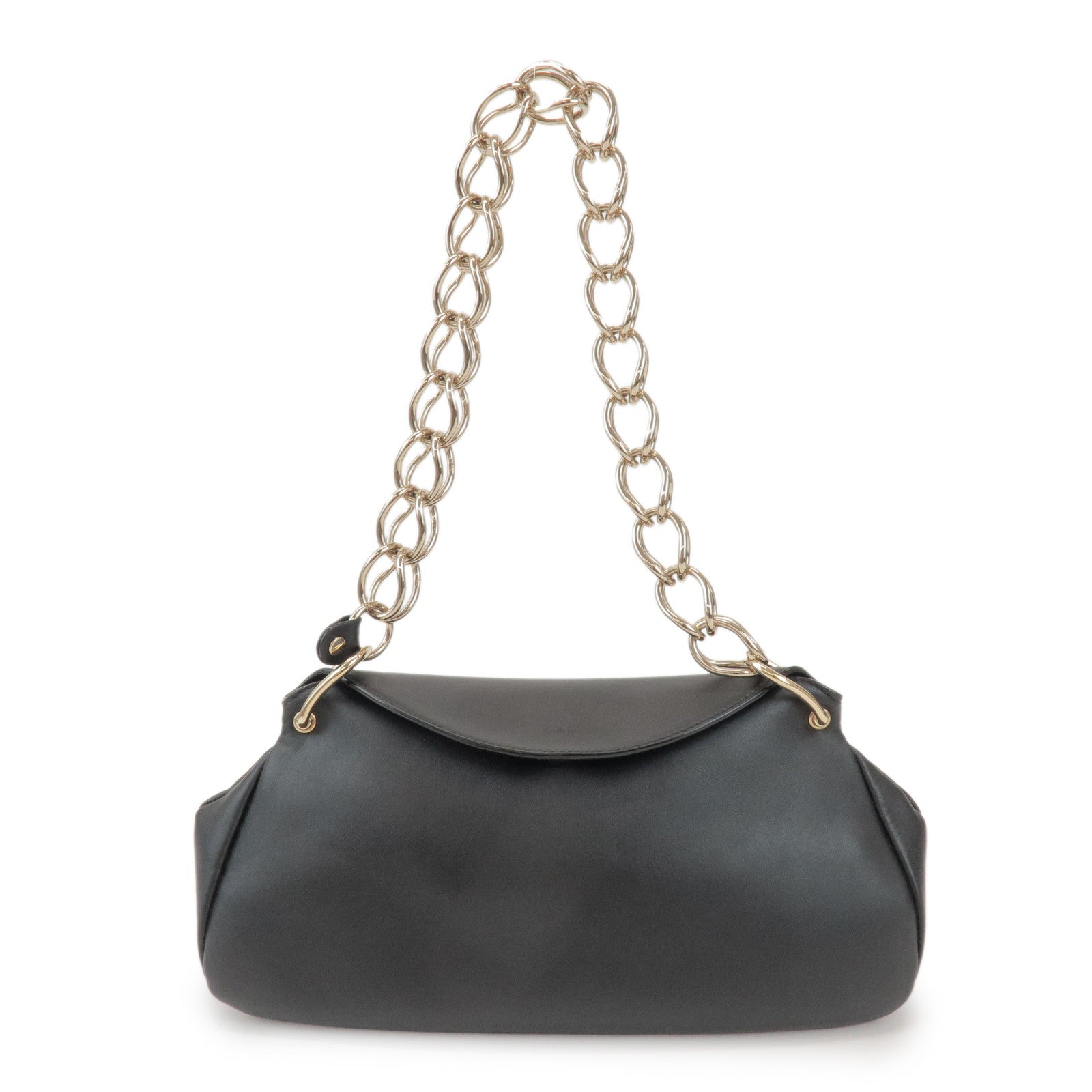 Chloe Juana Leather Chain Shoulder Bag Hand Bag Black