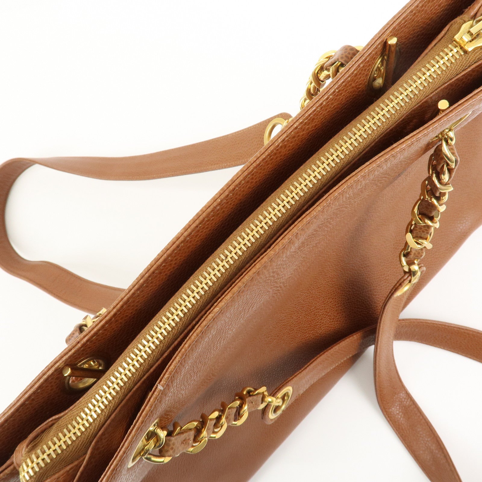 CHANEL COCO Mark Caviarskin Turn Lock Chain Shoulder Bag Brown