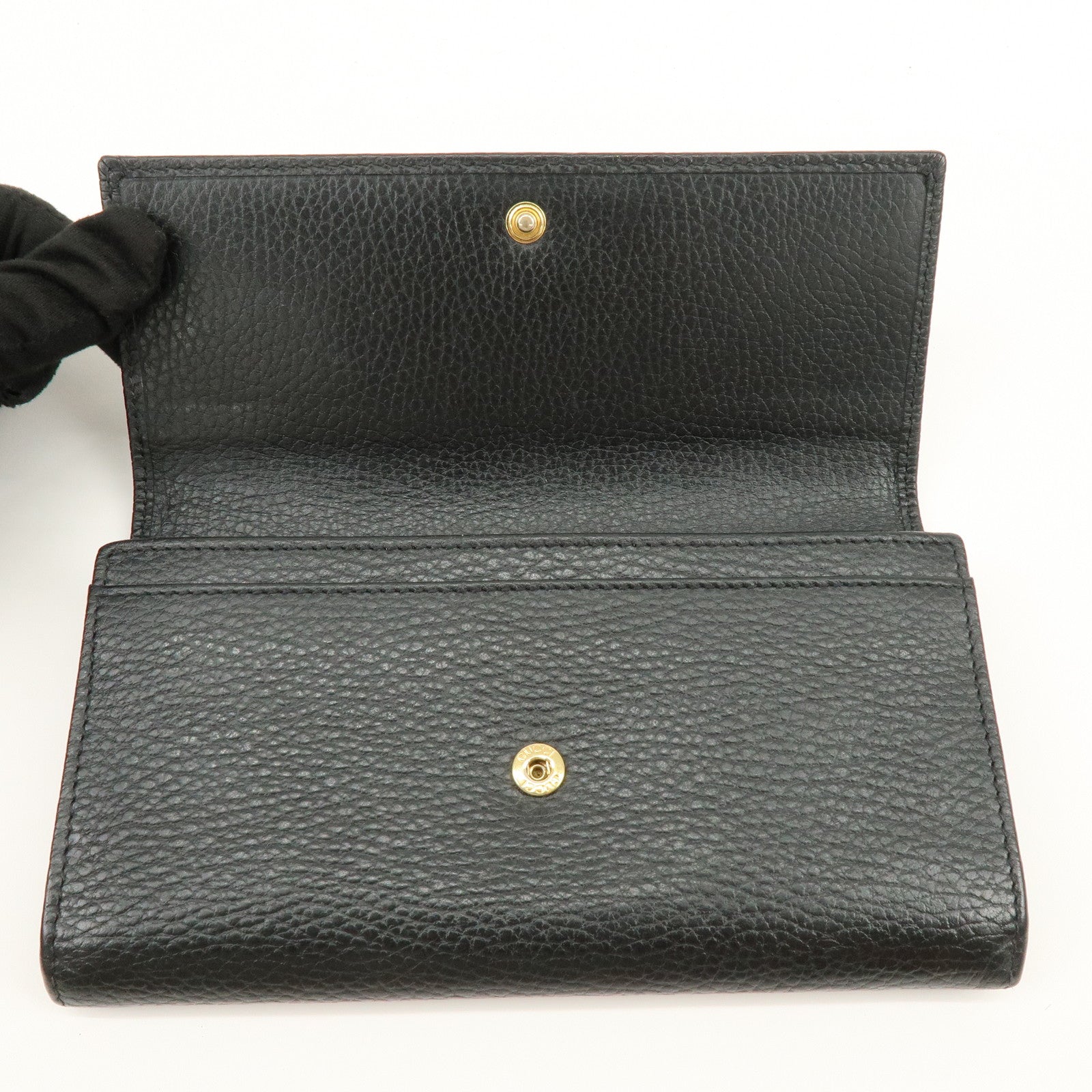 GUCCI GG Marmont Leather Long Wallet Black 456116