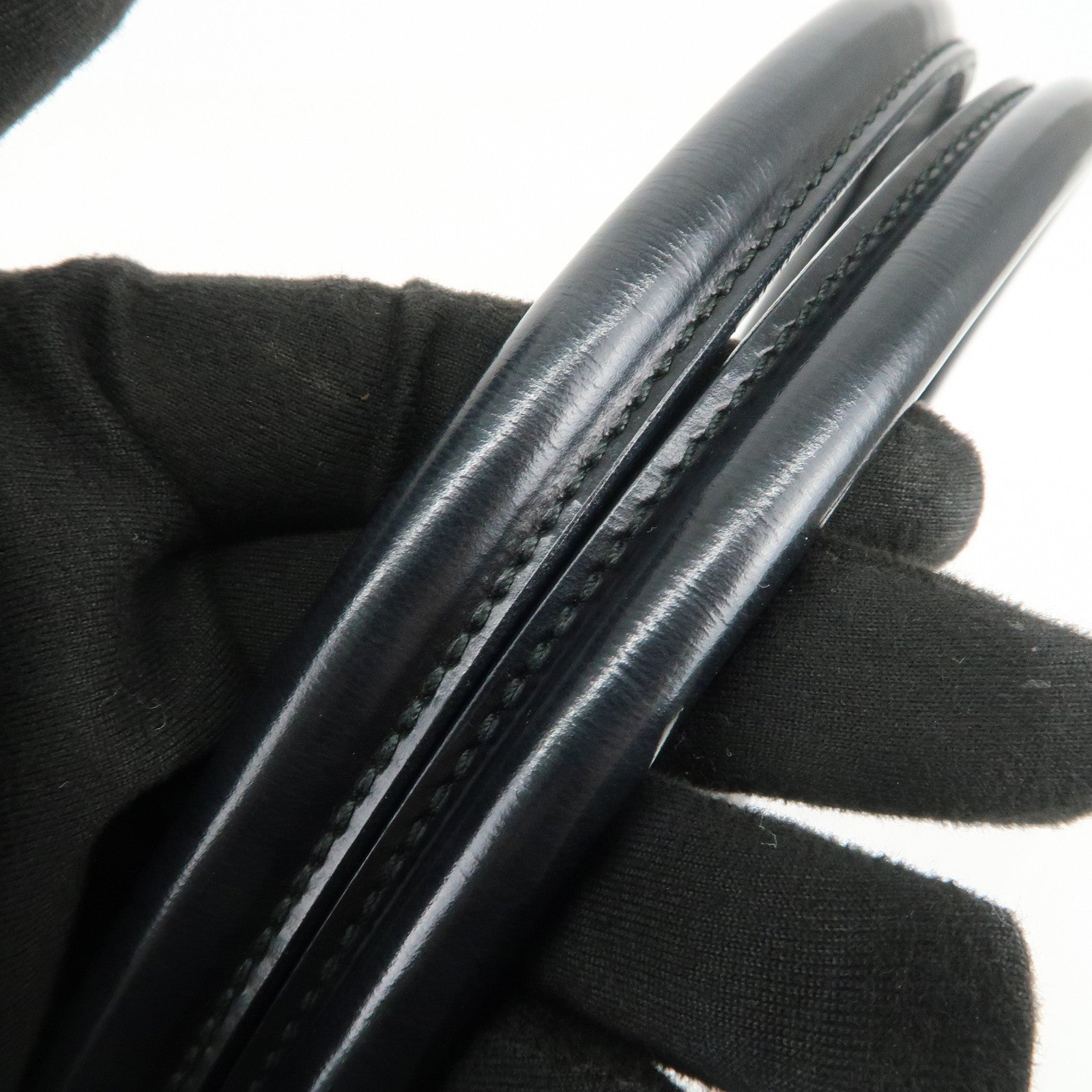 Ferragamo Gancini Embossed Leather Tote Bag Hand Bag Black