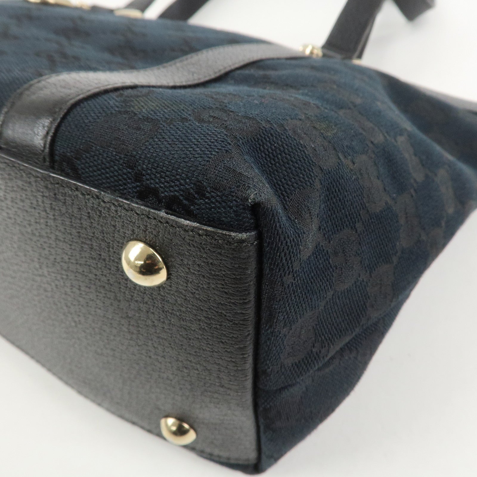 GUCCI Abbey GG Canvas Leather Tote Bag Shoulder Bag Black 141470