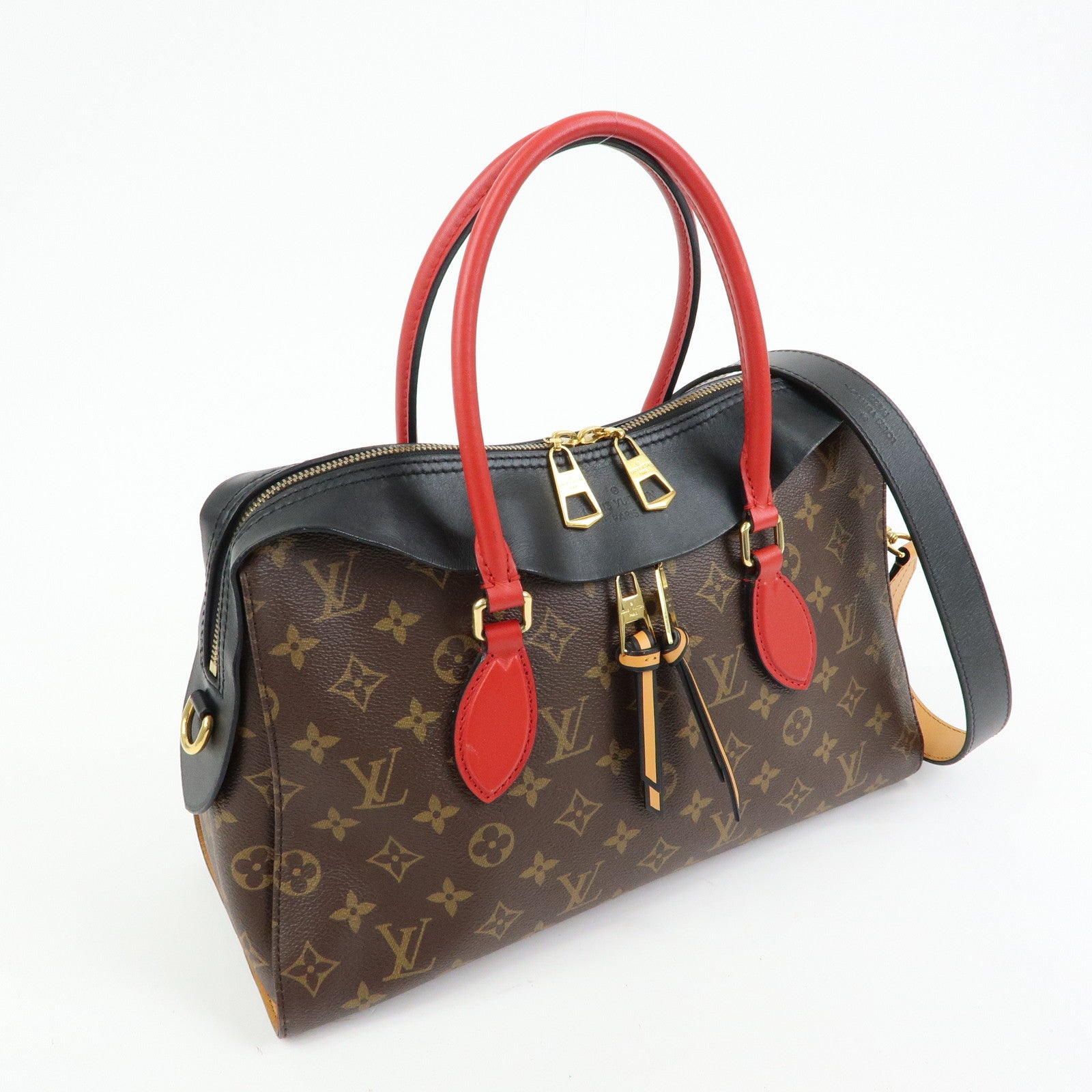 Louis Vuitton Monogram Tuileries Tote 2Way Bag Brown Red M41454