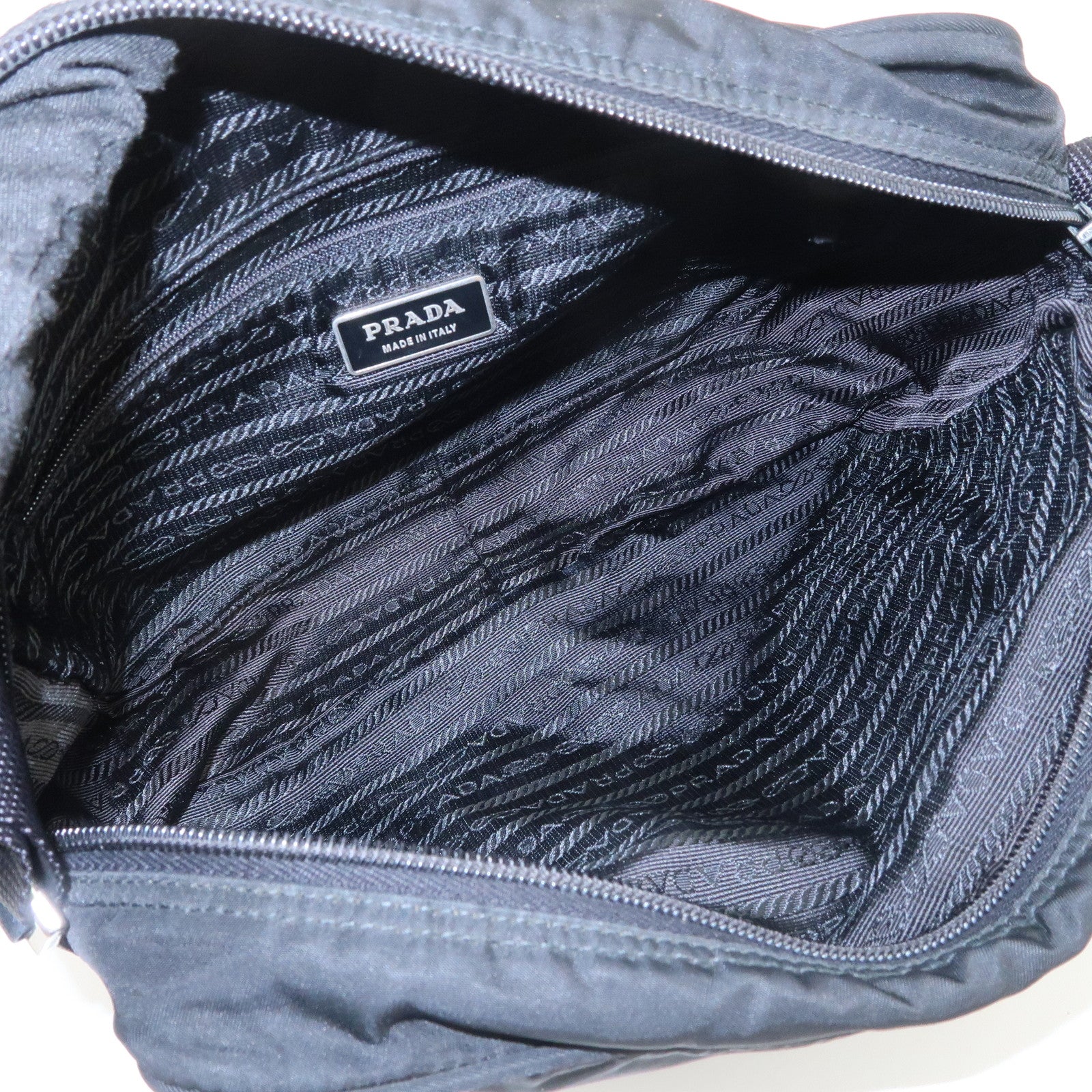PRADA Triangle Logo Nylon Shoulder Bag Crossbody Bag Black BT0166