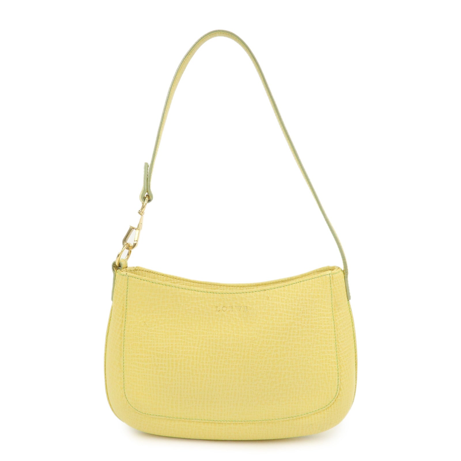 LOEWE Embossed Leather Hand Bag Shoulder Bag Yellow L21