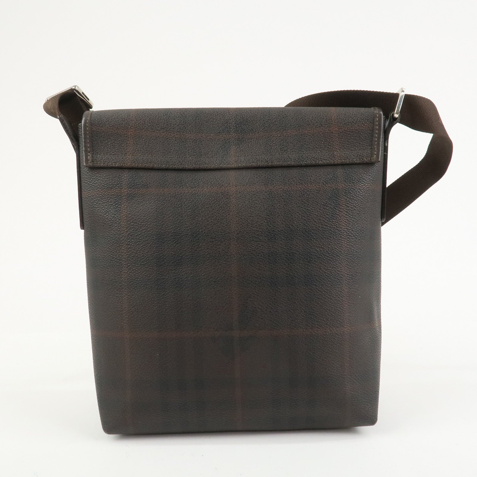 BURBERRY PVC Canvas Leather Shoulder Bag Crossbody Bag Brown