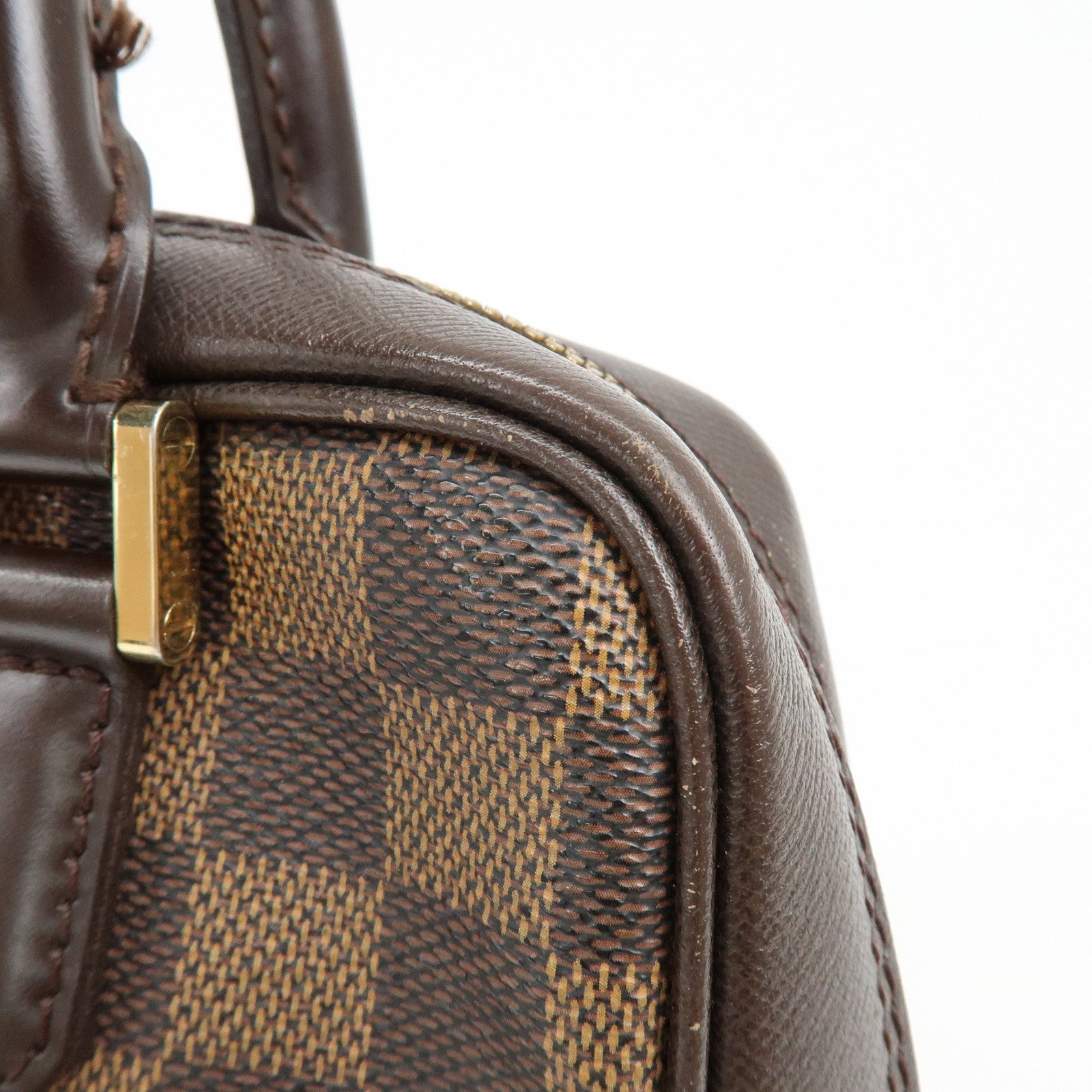 Louis Vuitton Damier Canvas Leather Triana Hand Bag Ebene N51155