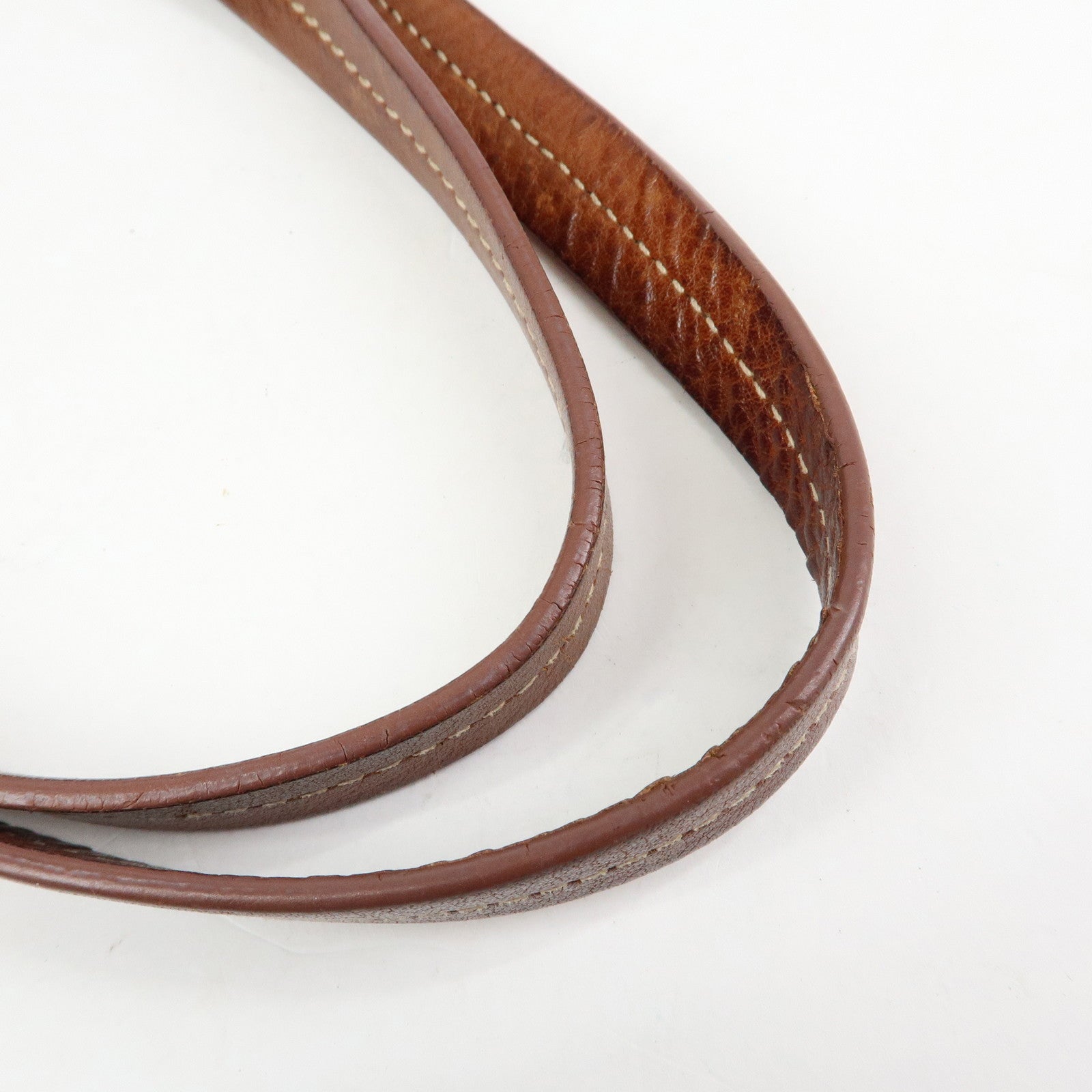 MIU MIU Logo Canvas Leather Tote Bag Shoulder Bag Blue Brown