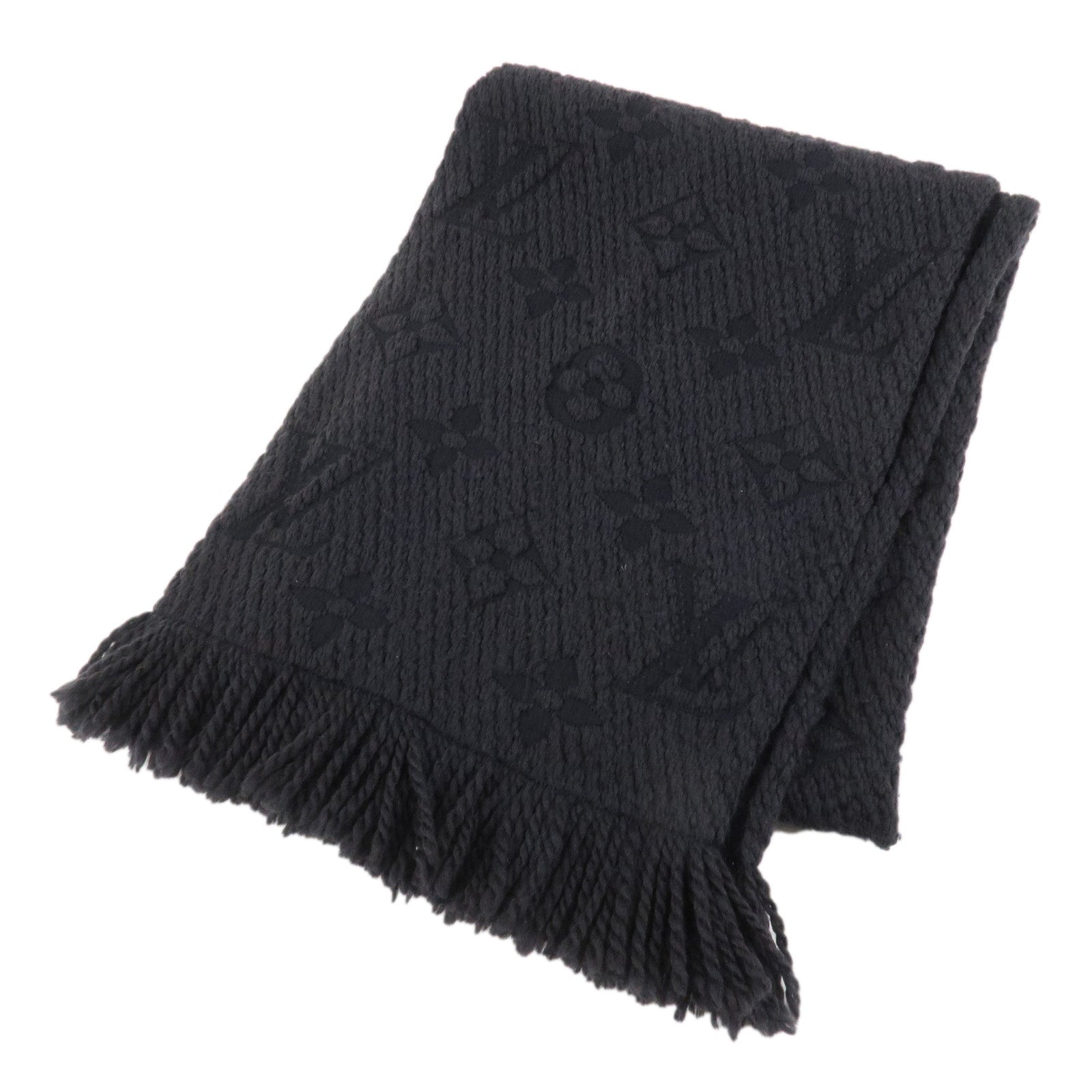 Louis Vuitton Echarpe Logomania Wool Silk Scarf Black M72431