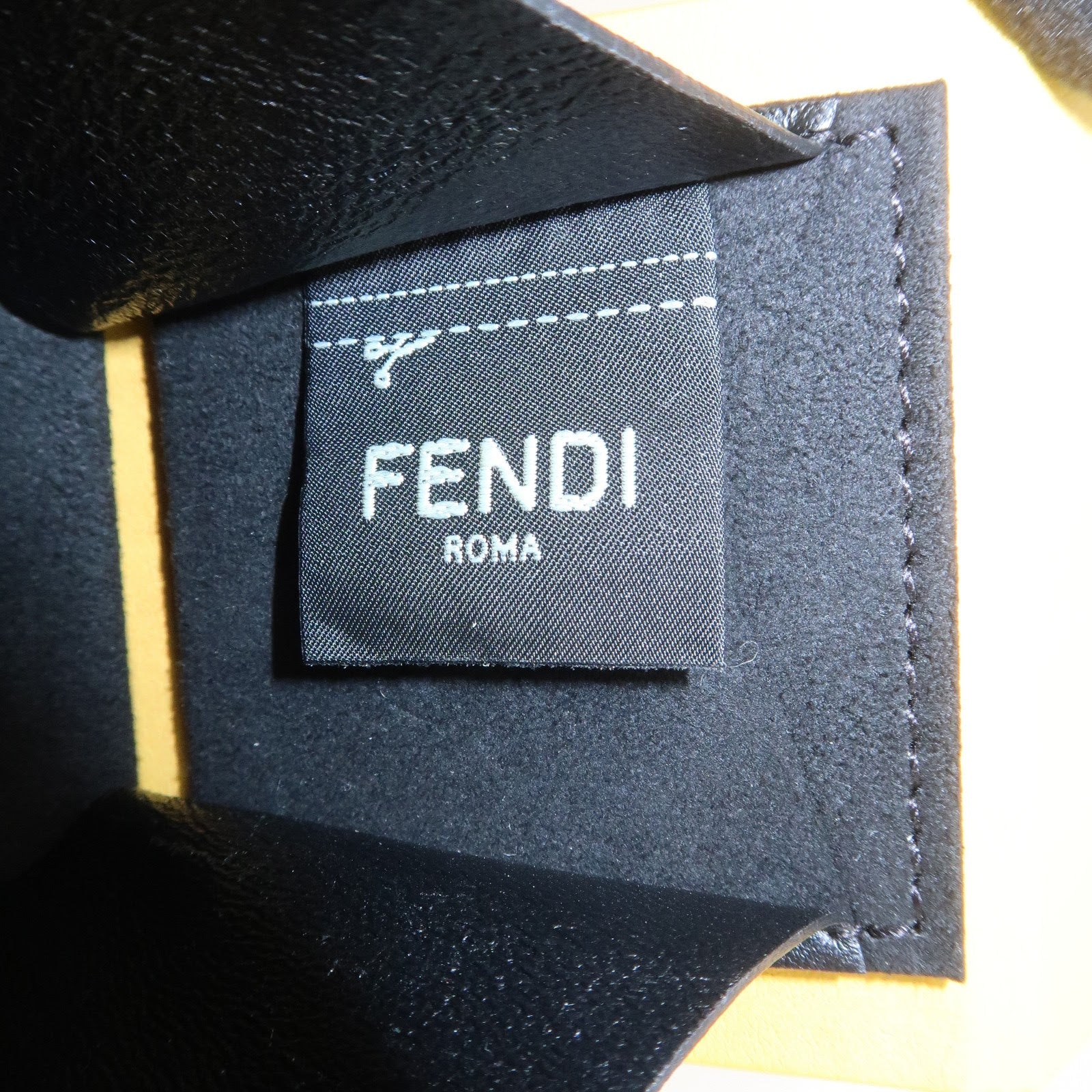 FENDI Logo Leather Mini Box Bag Charm Key Holder Yellow 7AR894