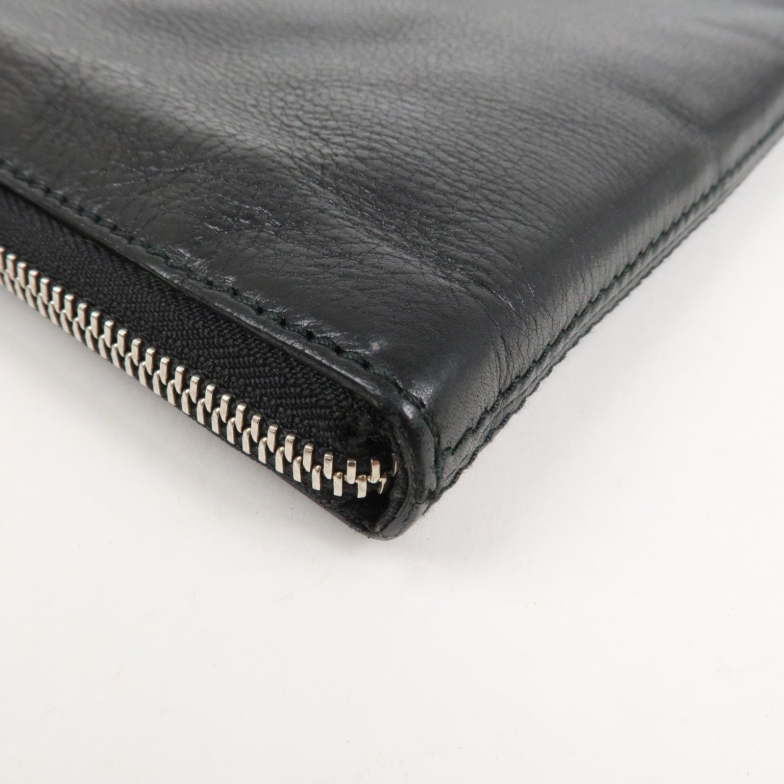BVLGARI Logo Leather Clutch Bag Black