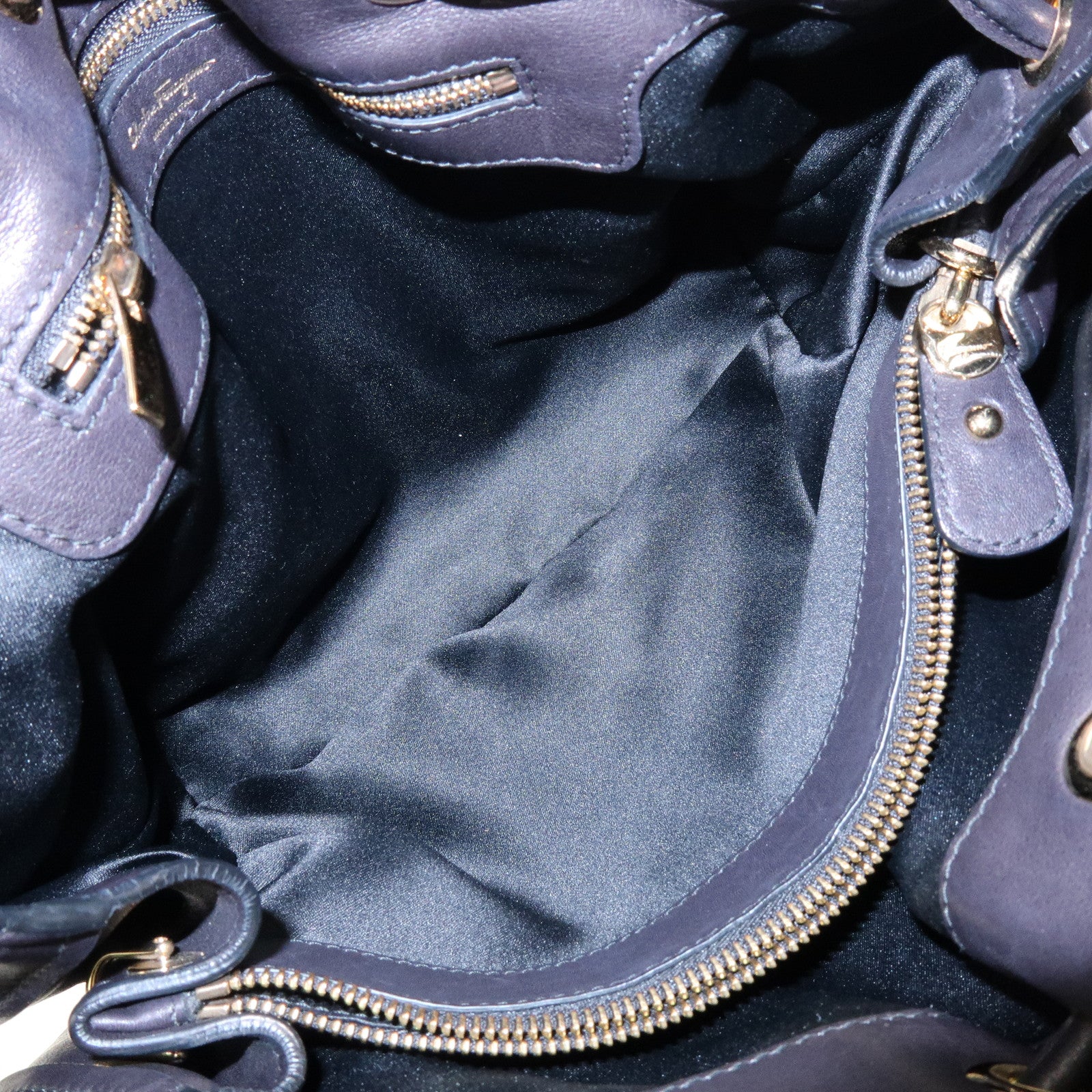 Ferragamo Gancini Leather Hand Bag Black