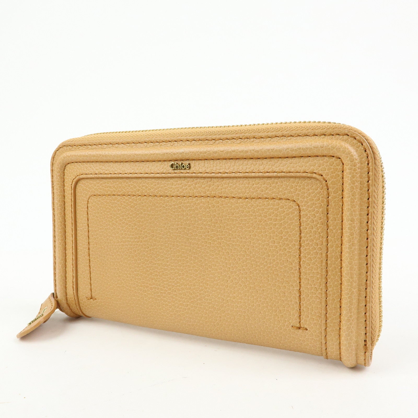 Chloe Paraty Leather Round Zippy Long Wallet Light Brown
