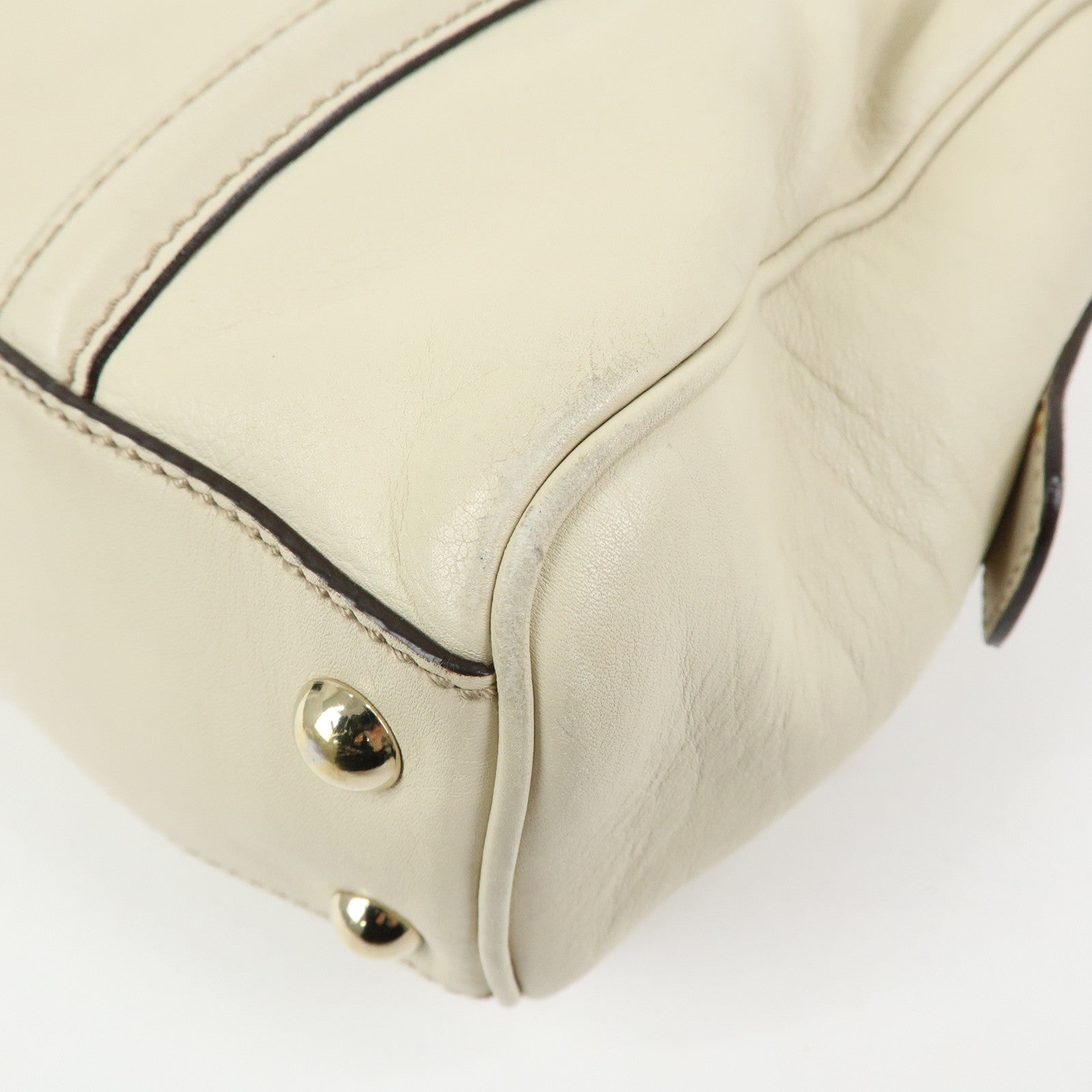 GUCCI Interlocking G Sherry Leather Boston Hand Bag Ivory 170009