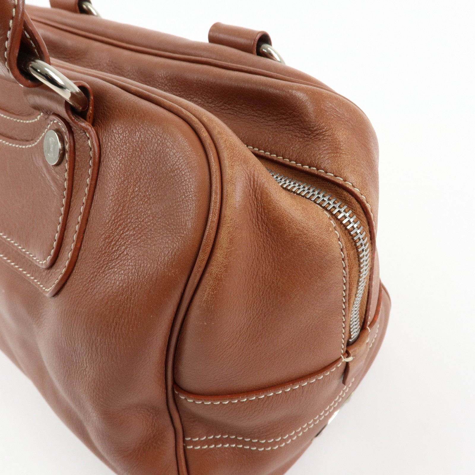 CELINE Boogie Bag Leather Hand Bag Tote Bag Brown