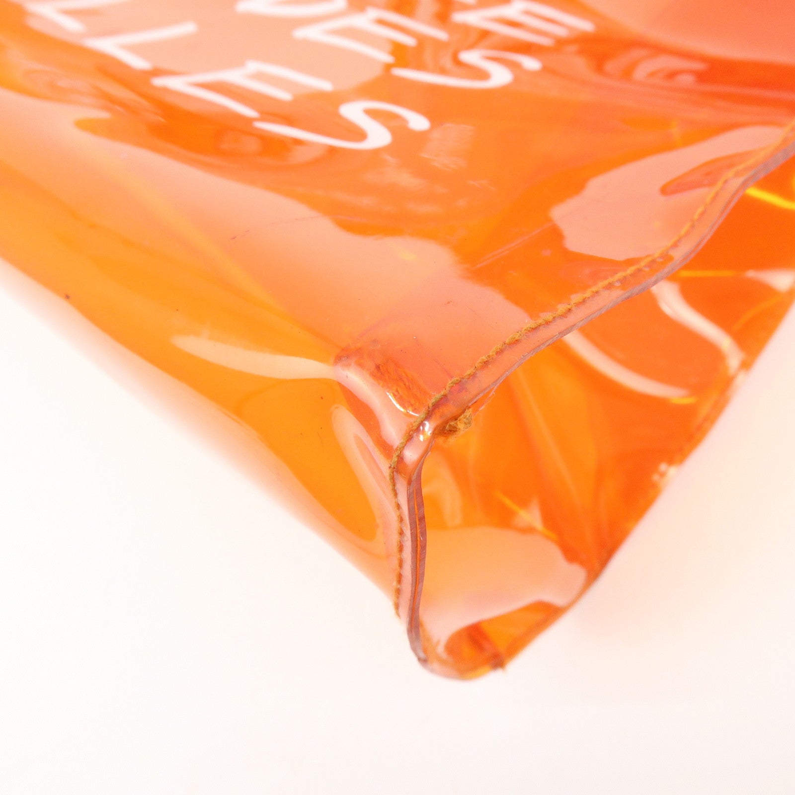 HERMES Kelly Vinyl Hand Bag Clear Orange