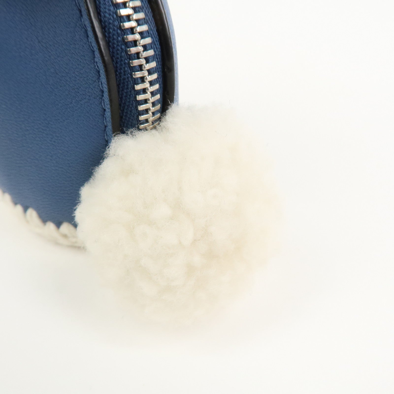 LOEWE Rabbit Motif Leather Coin Case Charm Key Chain Blue