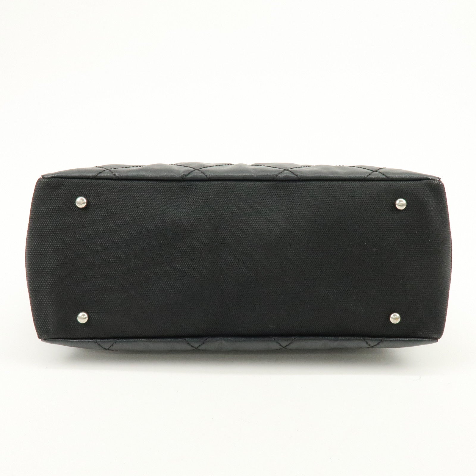 CHANEL PVC Canvas Leather Paris Biarritz MM Tote Hand Bag A34209