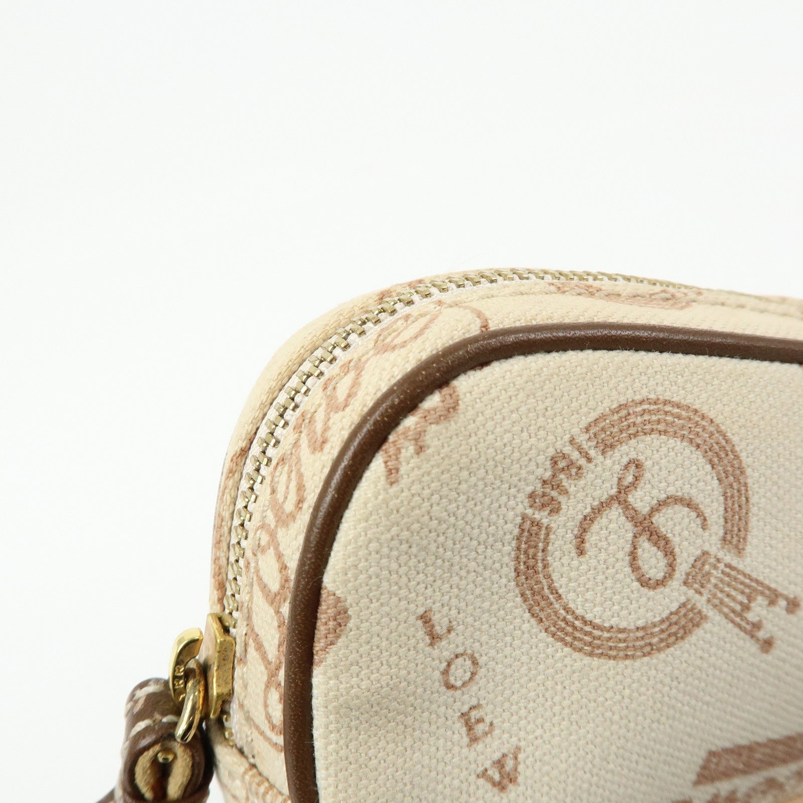 LOEWE Anniversary Canvas Leather Pouch Cosmetic Pouch Ivory Brown