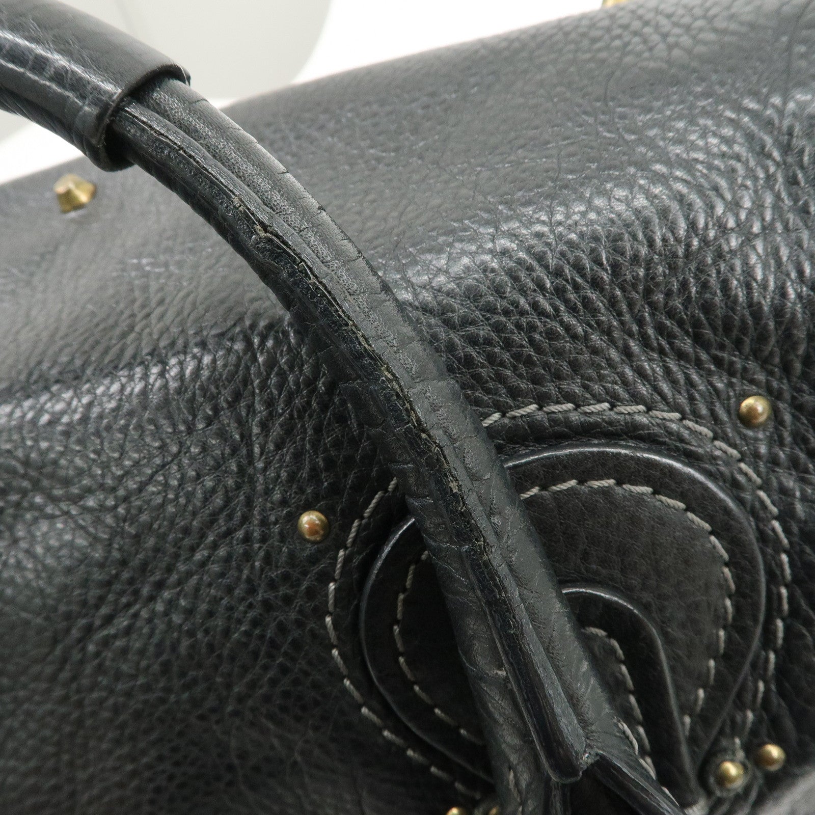 Chloe Paddington Logo Leather Hand Bag Shoulder Bag Black