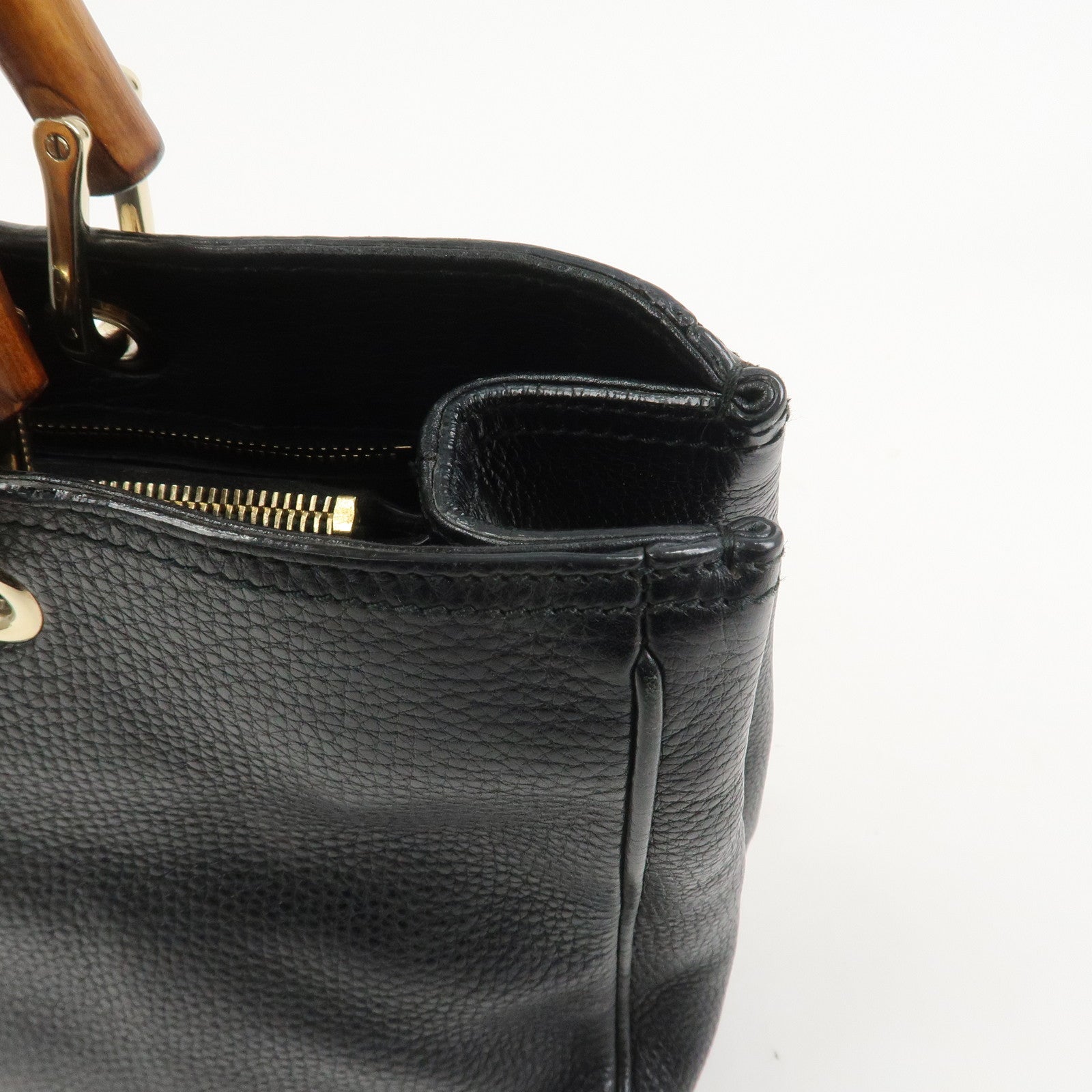 GUCCI Bamboo Shopper Medium 2Way Bag Shoulder Bag Black 323660