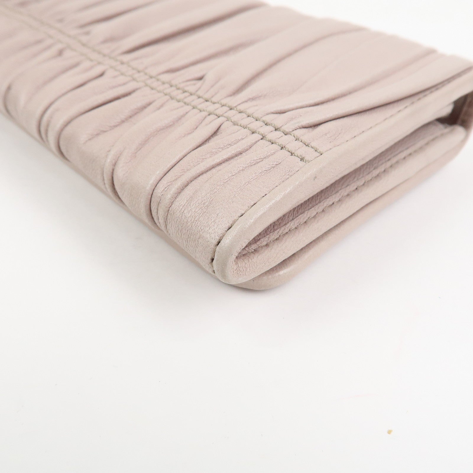 PRADA Nappa Gaufre Leather Bi-fold Long Wallet Light Beige 1M1132