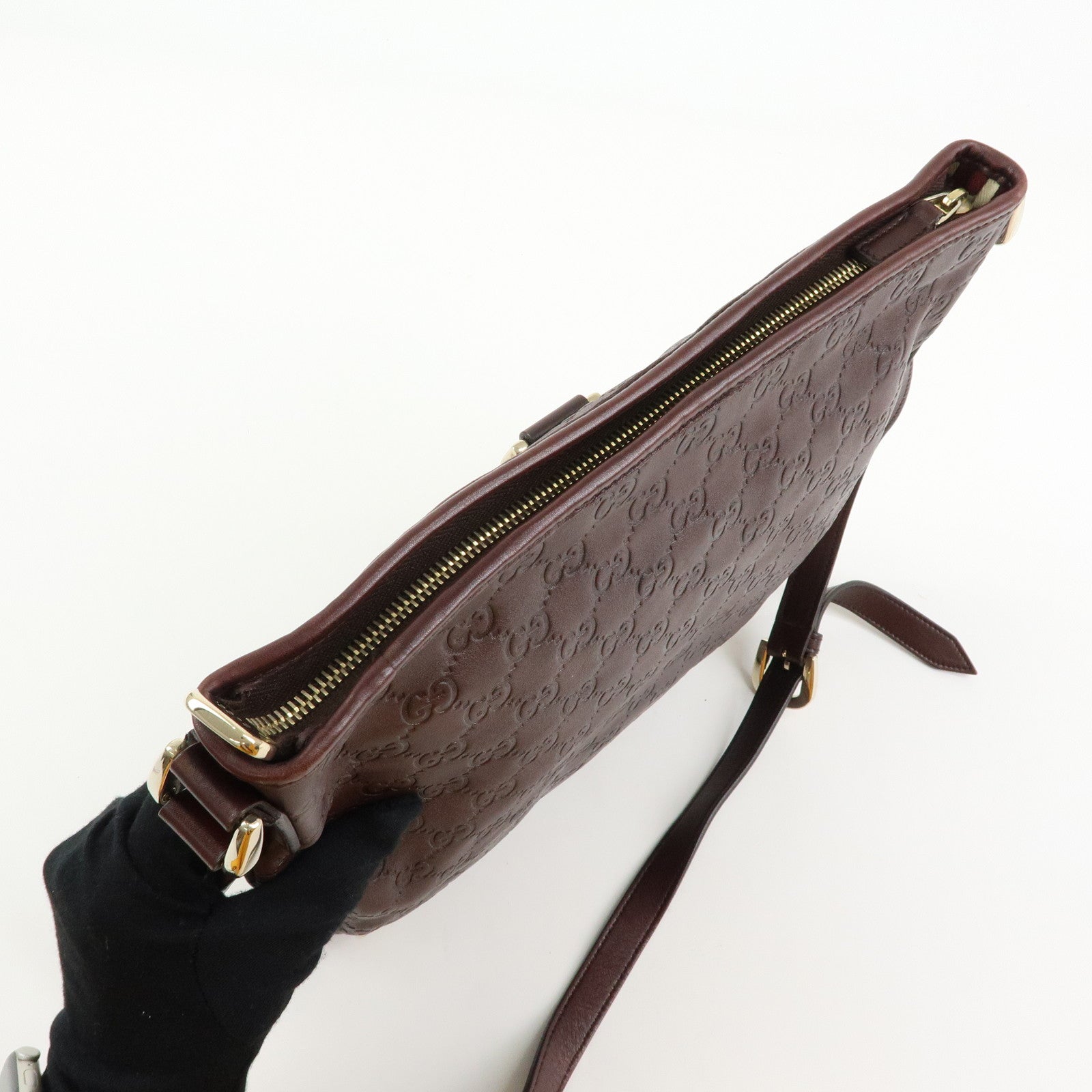 GUCCI Abbey Guccissima Leather Shoulder Bag Dark Brown 131326