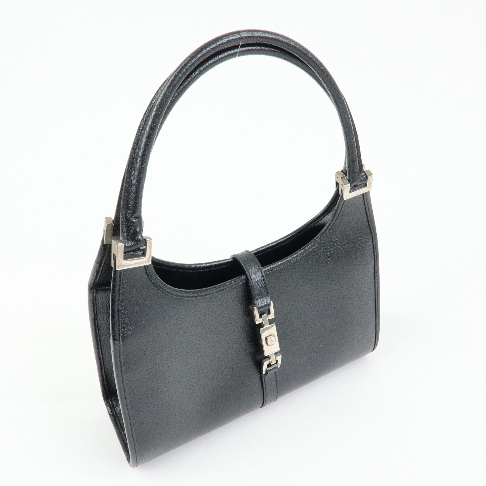 GUCCI Jackie Leather Hand Bag Black 0021068