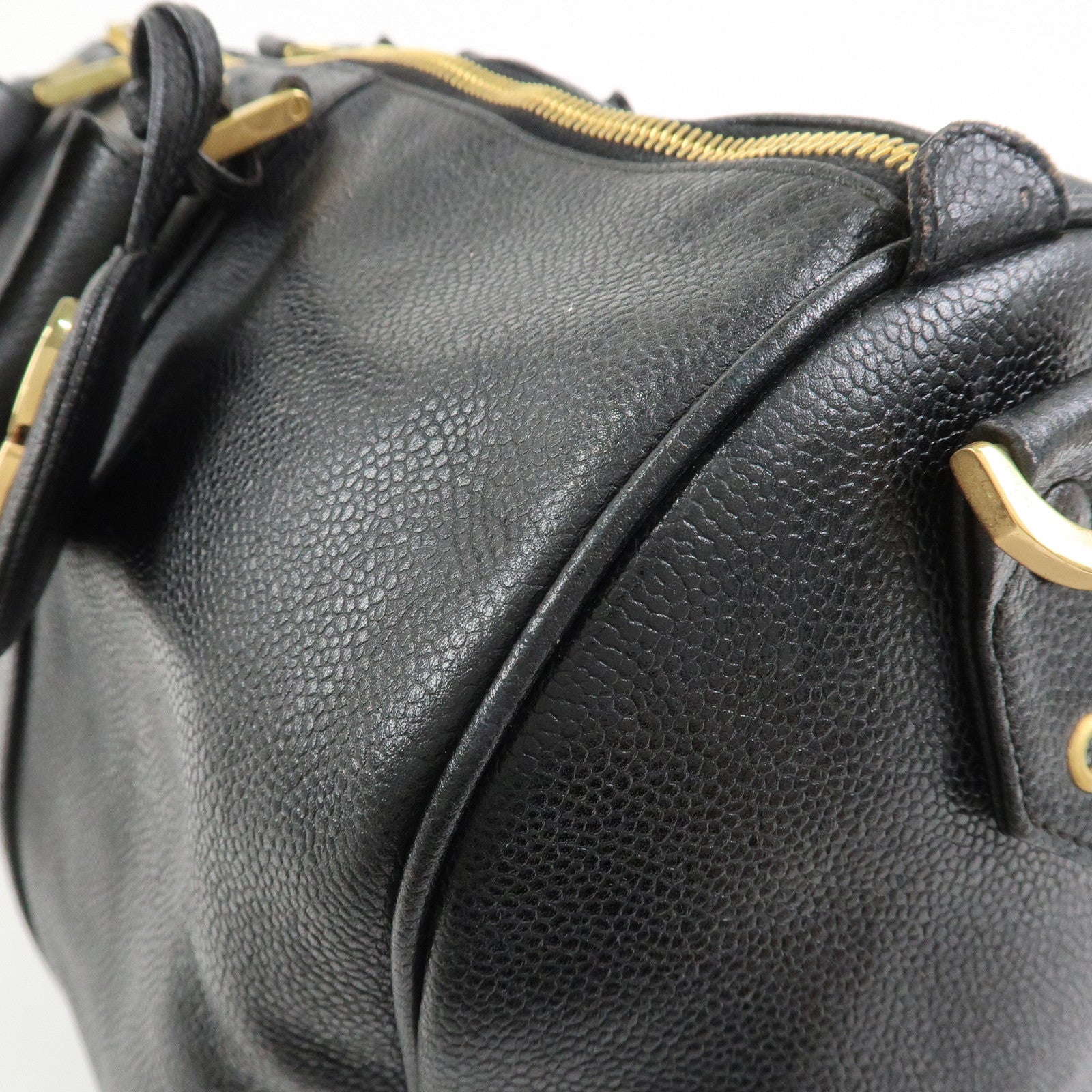 CHANEL COCO Mark Caviarskin Boston Bag Hand Bag Black