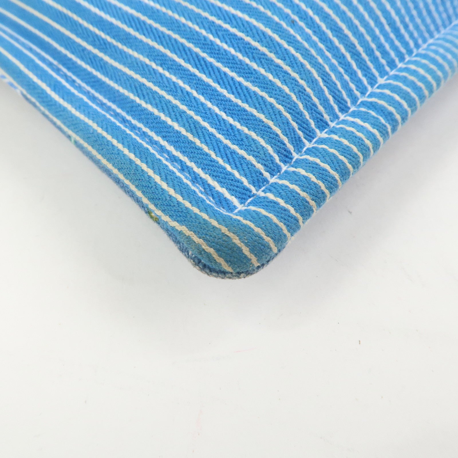 HERMES Cotton Western Motif Pouch Cosmetic Pouch Blue Multicolor