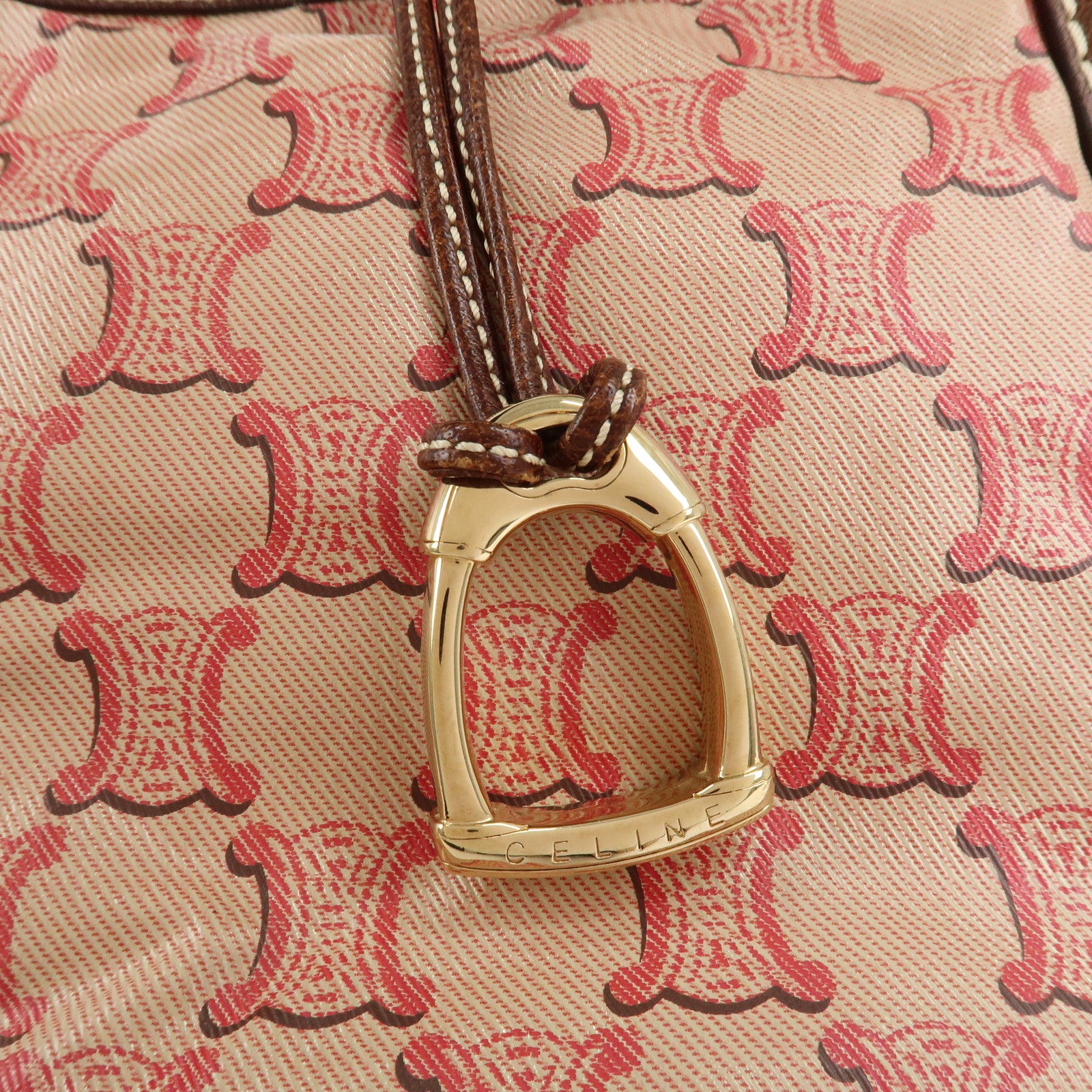 CELINE Bitter Sweet Macadam PVC Canvas Leather Hand Bag Pink