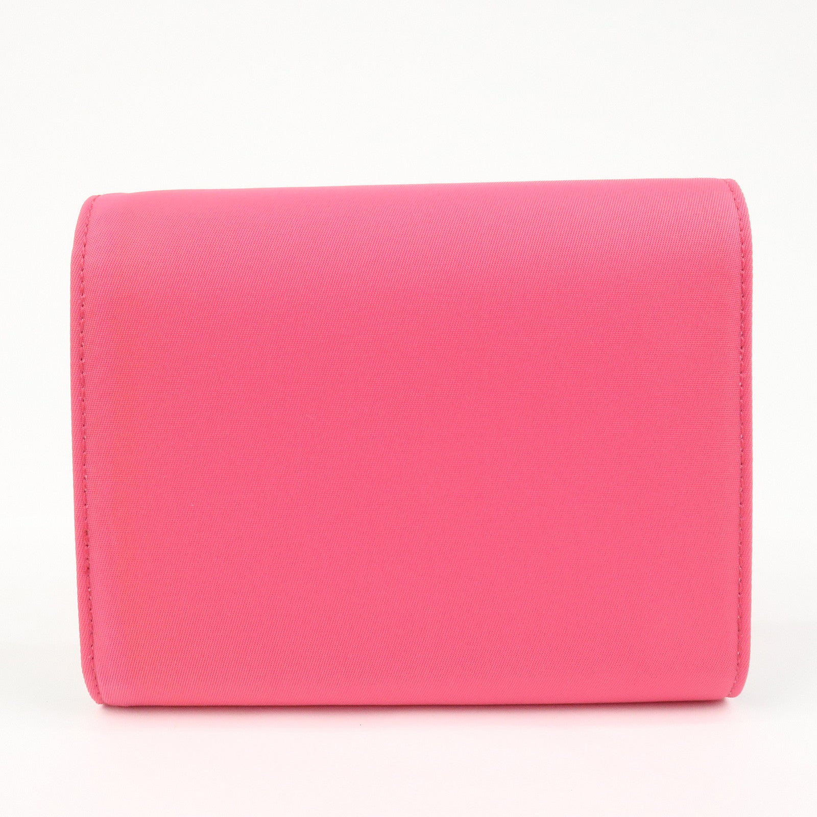 PRADA Triangle Logo Tessuto Nylon Mini Compact Wallet Neon Pink