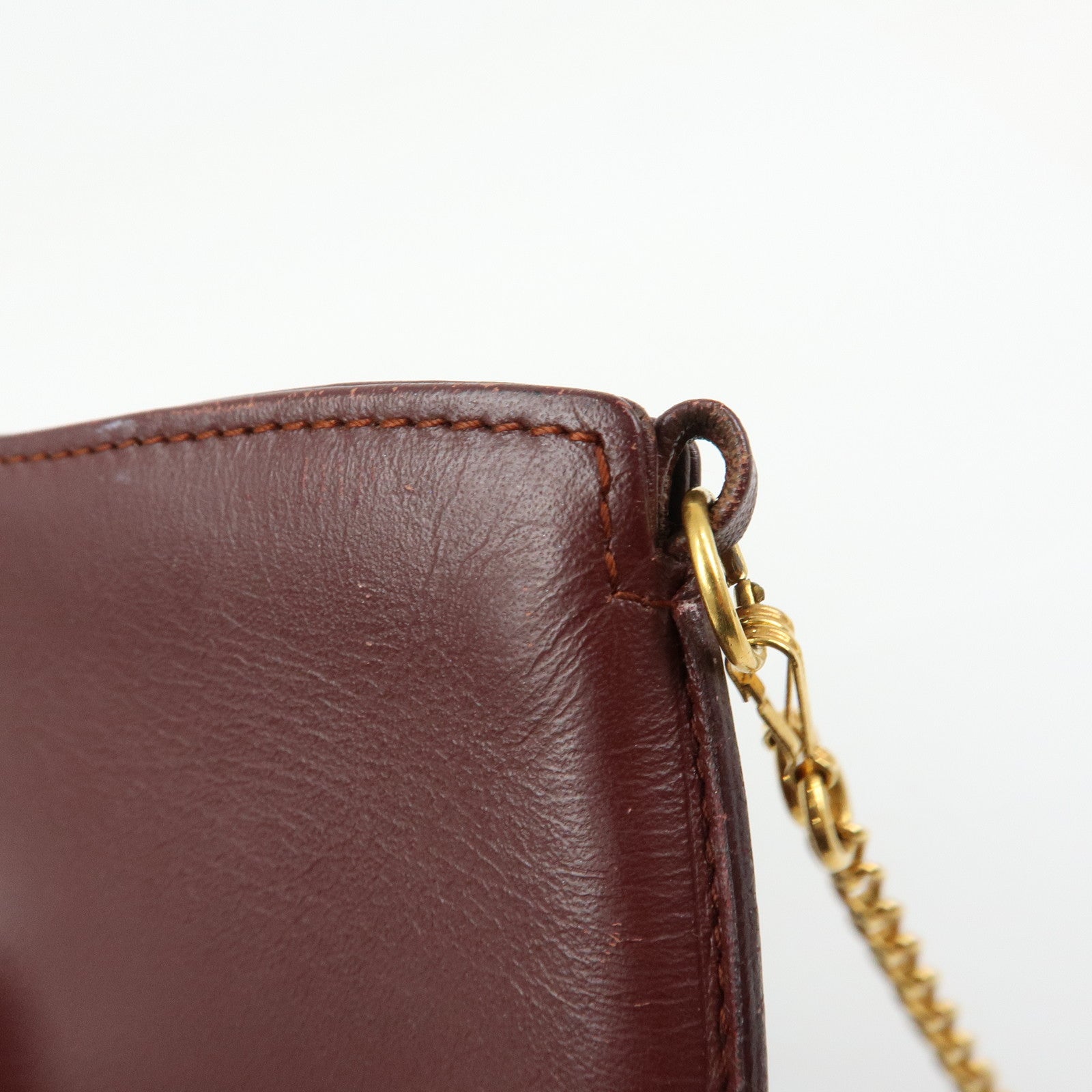 Cartier Must de Cartier Leather Chain Strap Pouch Bordeaux