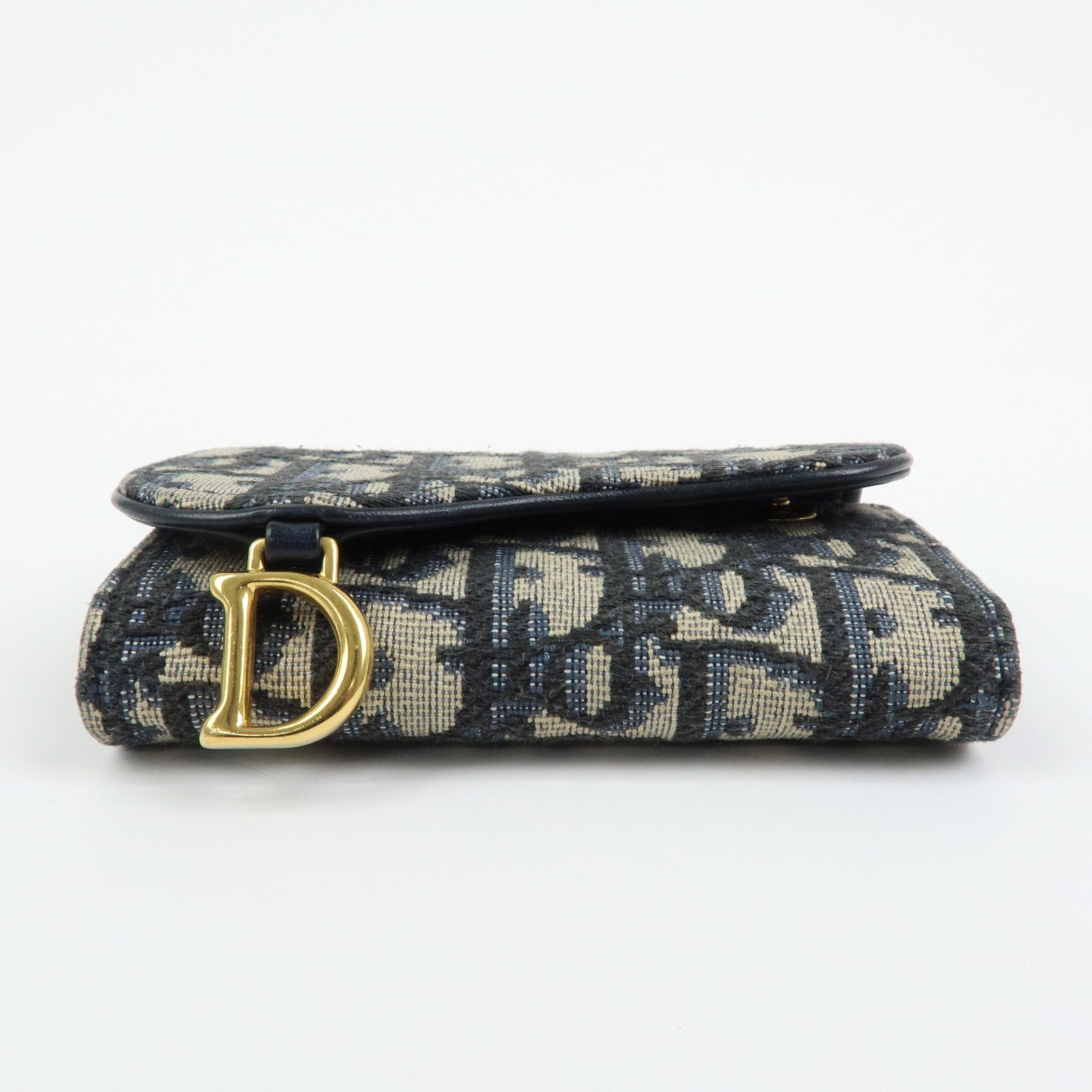 Christian Dior Saddle Oblique Jacquard Canvas Key Case Navy