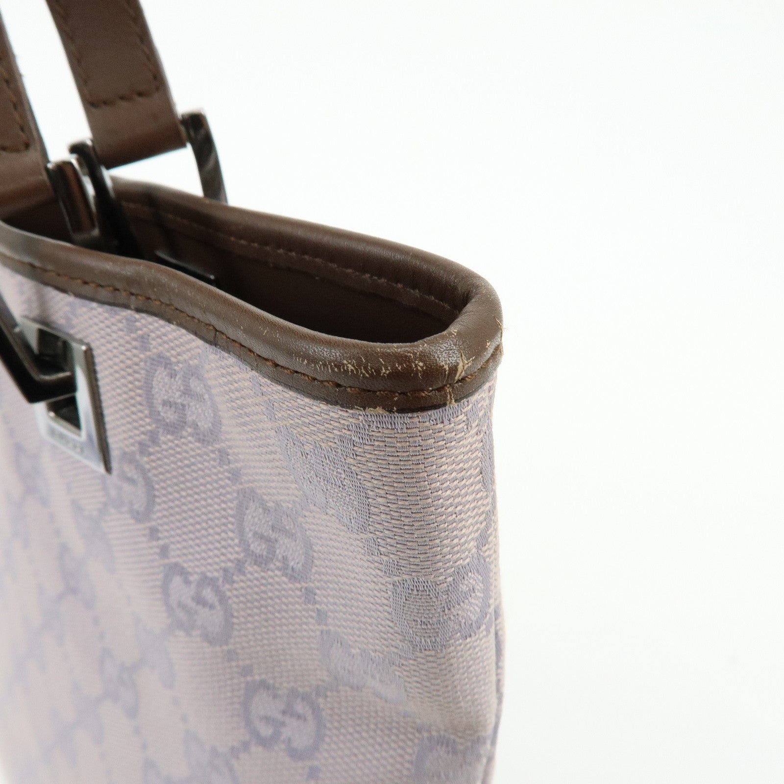 GUCCI GG Canvas Leather Tote Bag Hand Bag Purple 31244