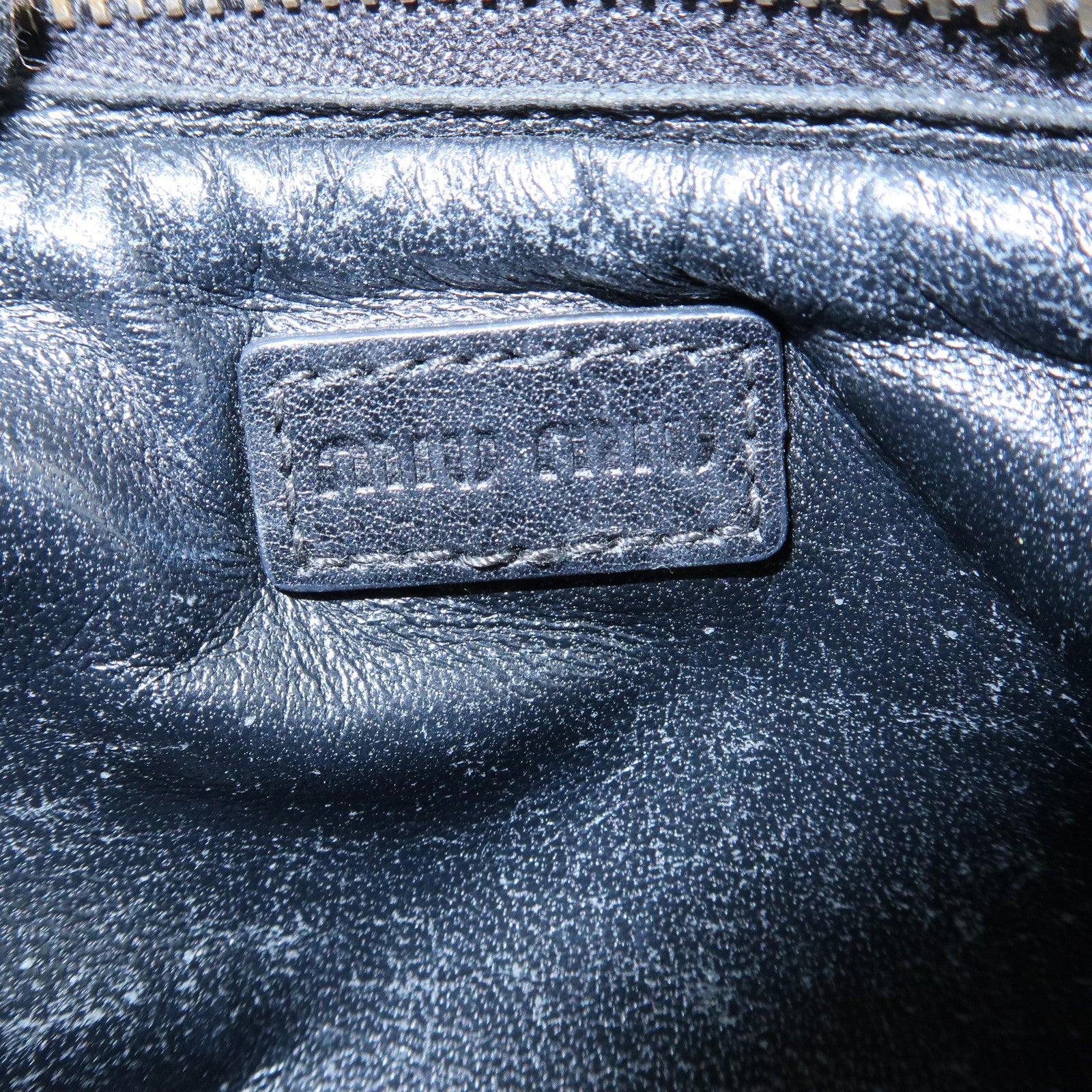 MIU MIU Lamb Skin Studs Cosmetic Pouch Accessoires Pouch Black