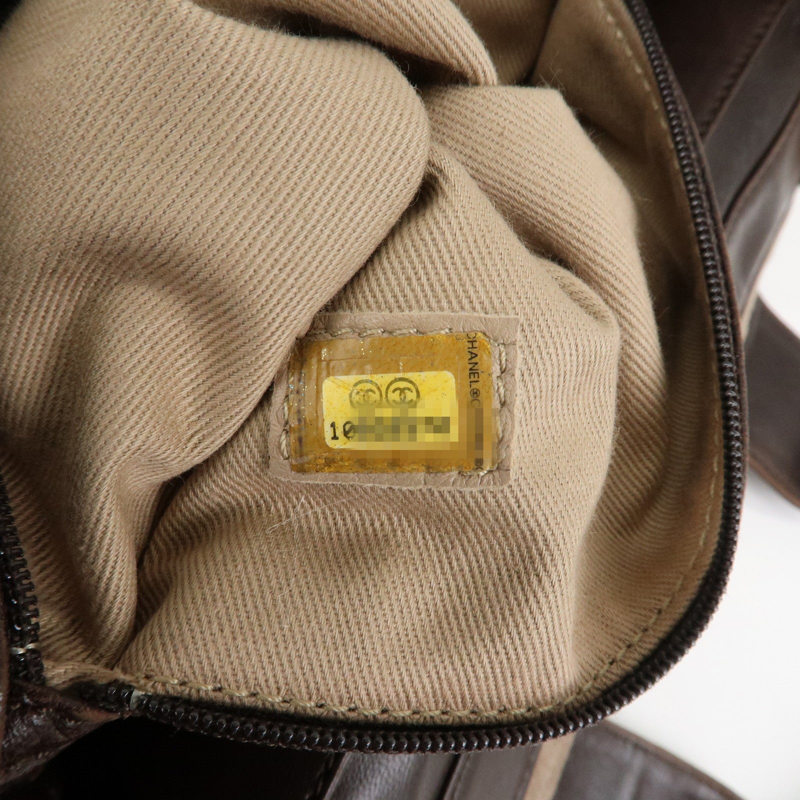 CHANEL COCO Mark Mouton Leather Hand Bag Tote Bag Brown