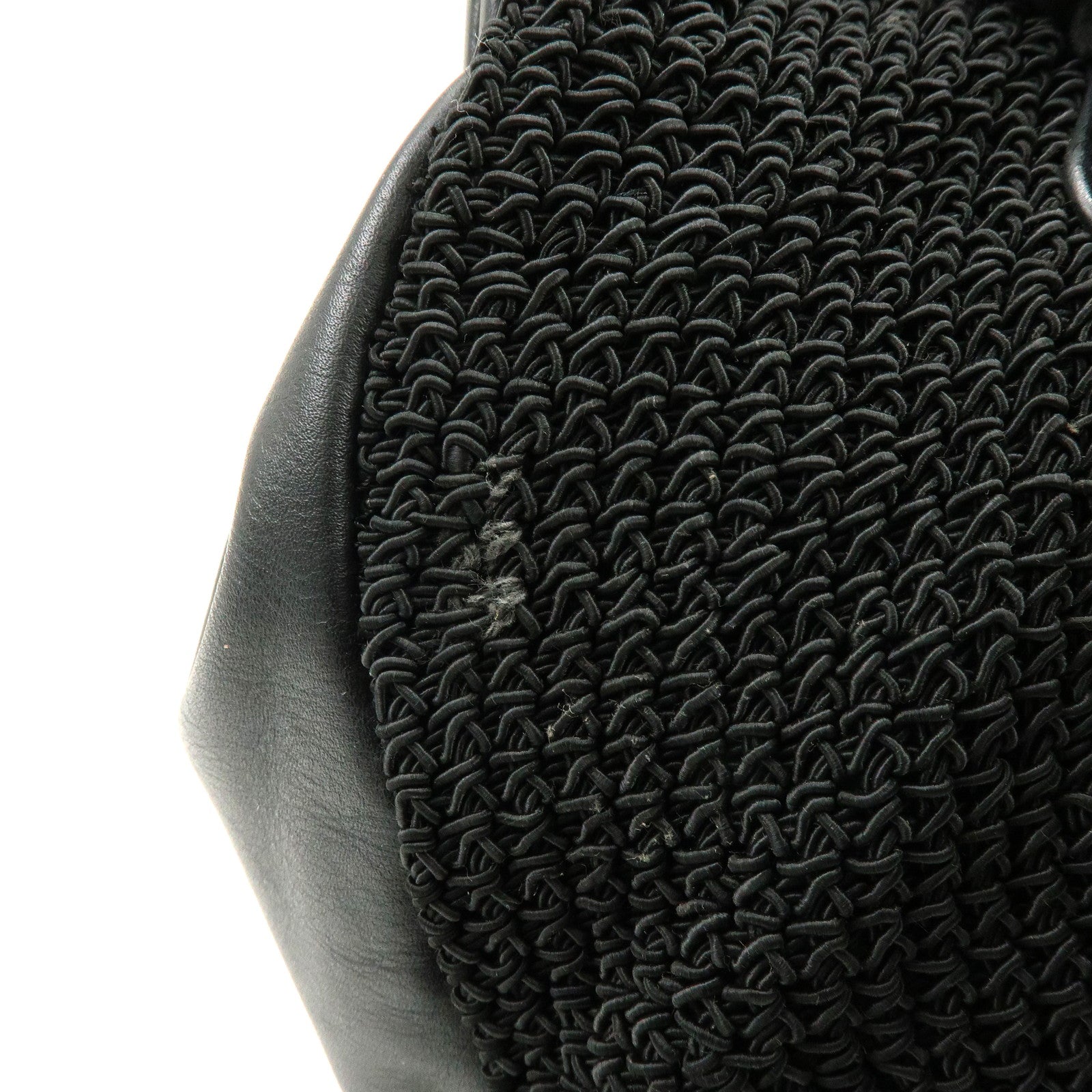 CHANEL COCO Mark Nylon Leather Kiss Lock Purse Shoulder Bag Black