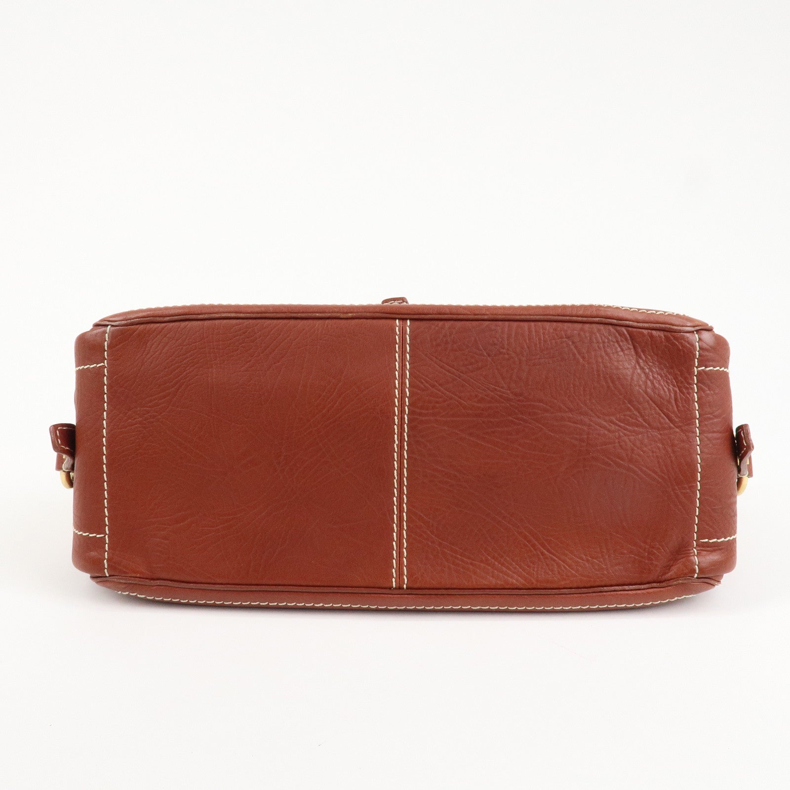 CELINE Leather Boogie Bag Hand Bag Brown Gold HDW Used