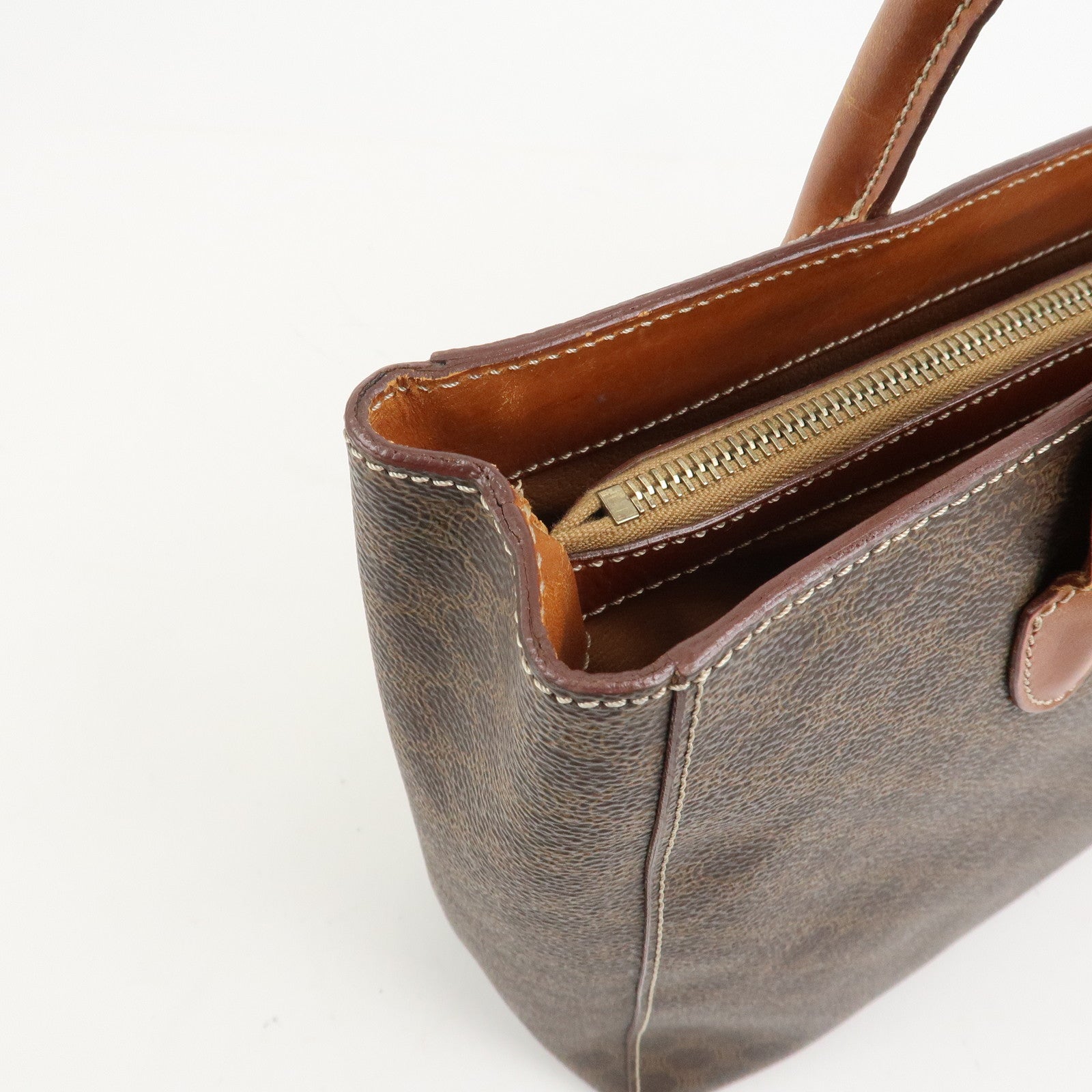 CELINE Macadam PVC Leather Tote Bag Hand Bag Brown