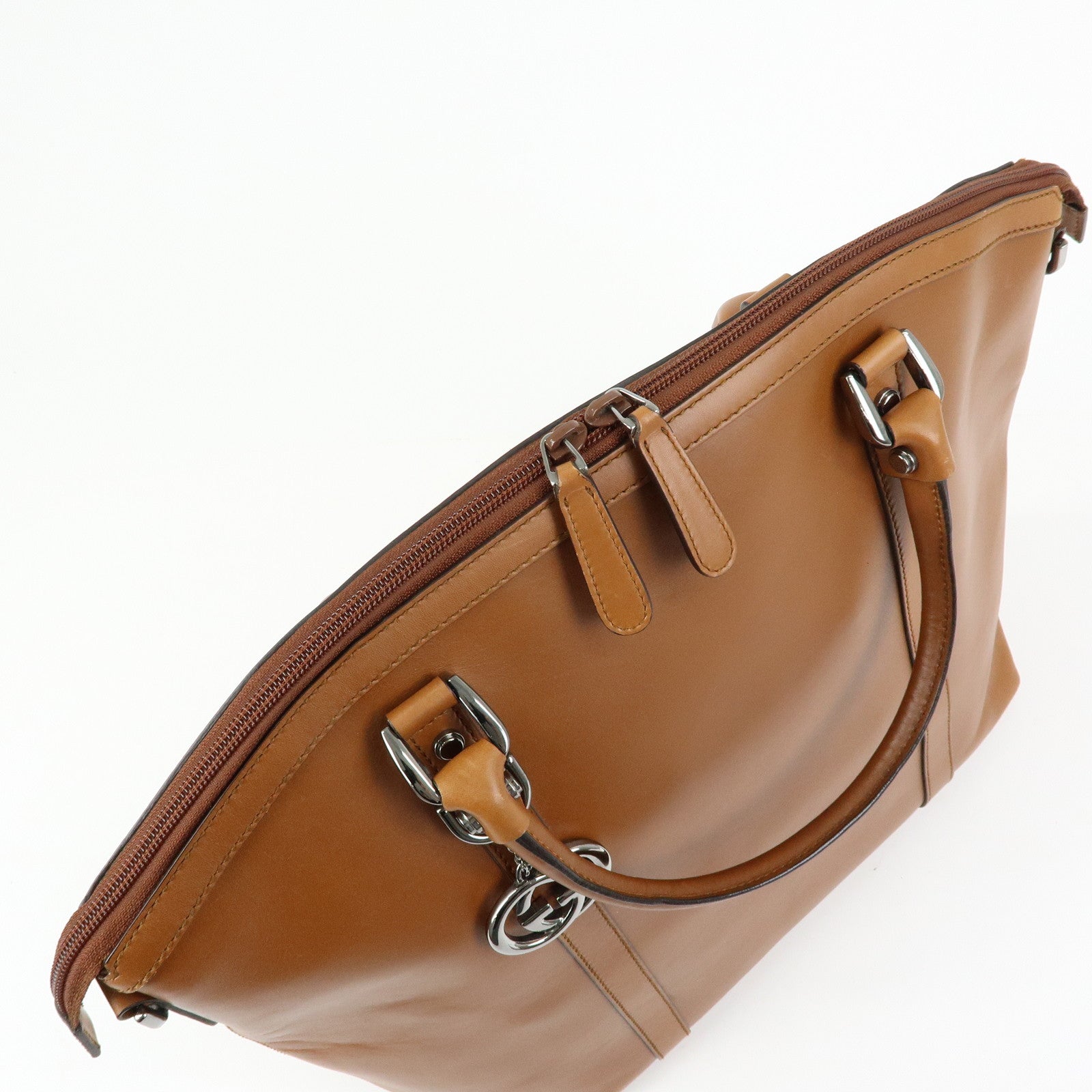GUCCI Interlocking G Leather 2Way Hand Shoulder Bag Brown 341503