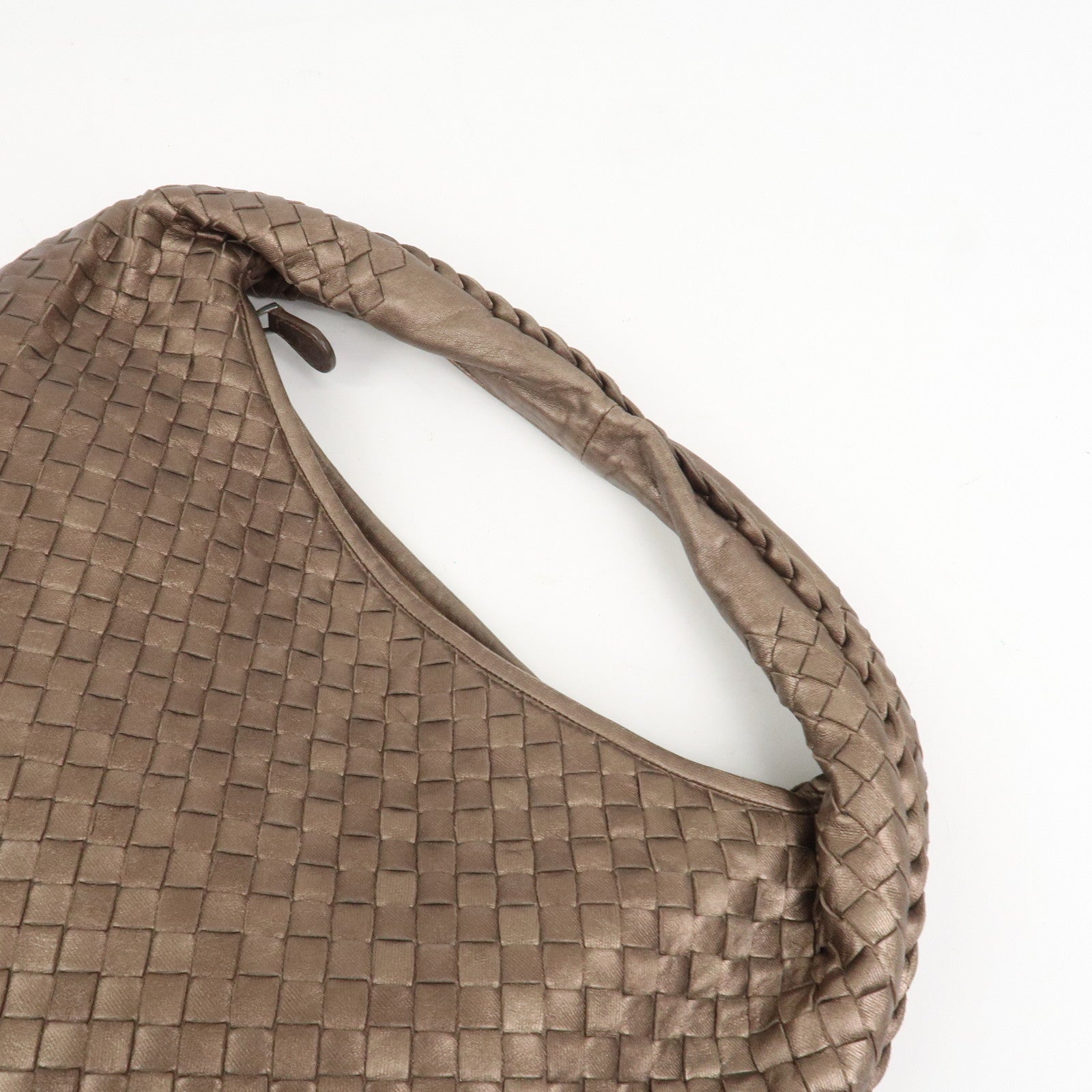 BOTTEGA VENETA Intrecciato Leather Shoulder Bag Metaric Brown