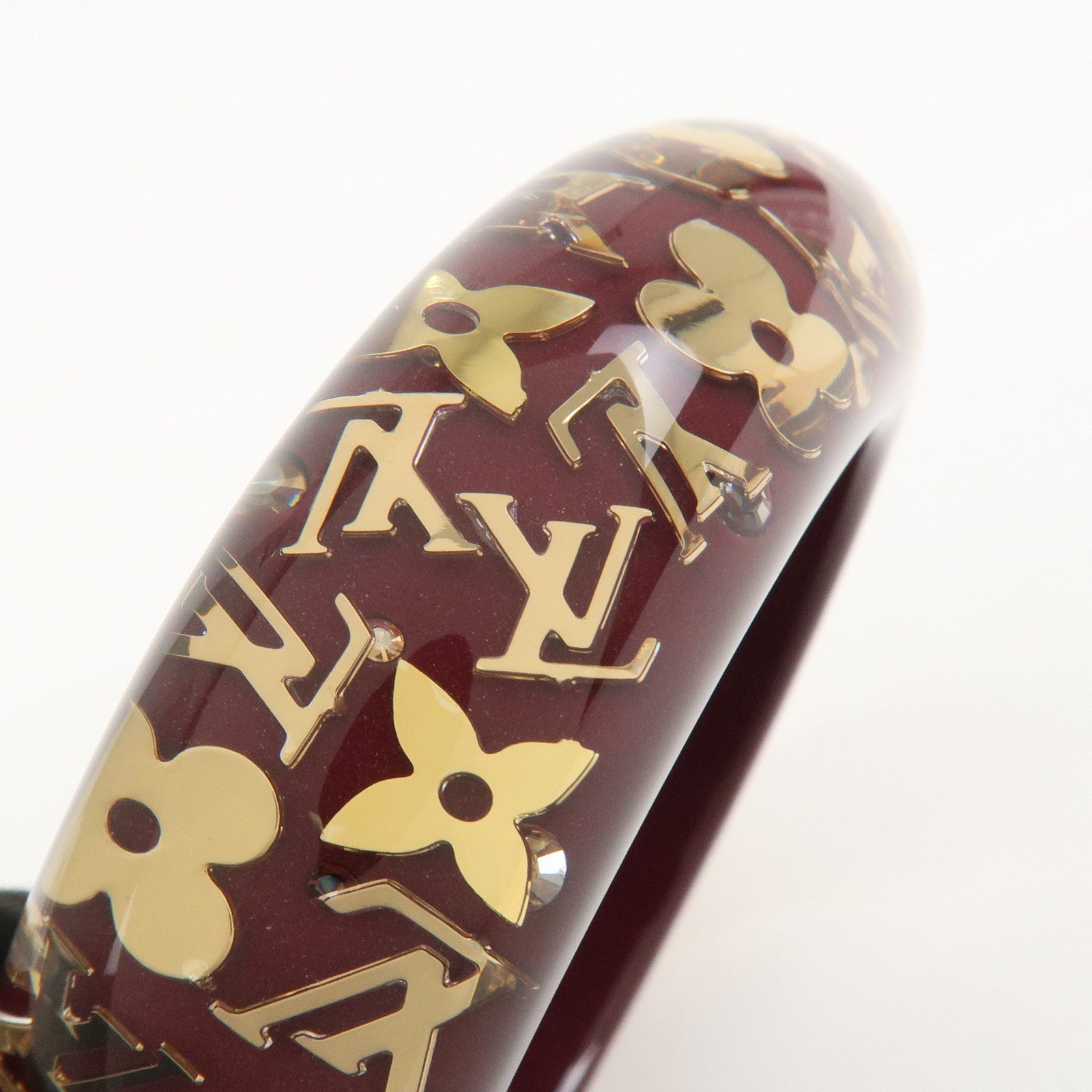 Louis Vuitton Monogram Inclusion GM Resin Bracelet Bangle Wine Red